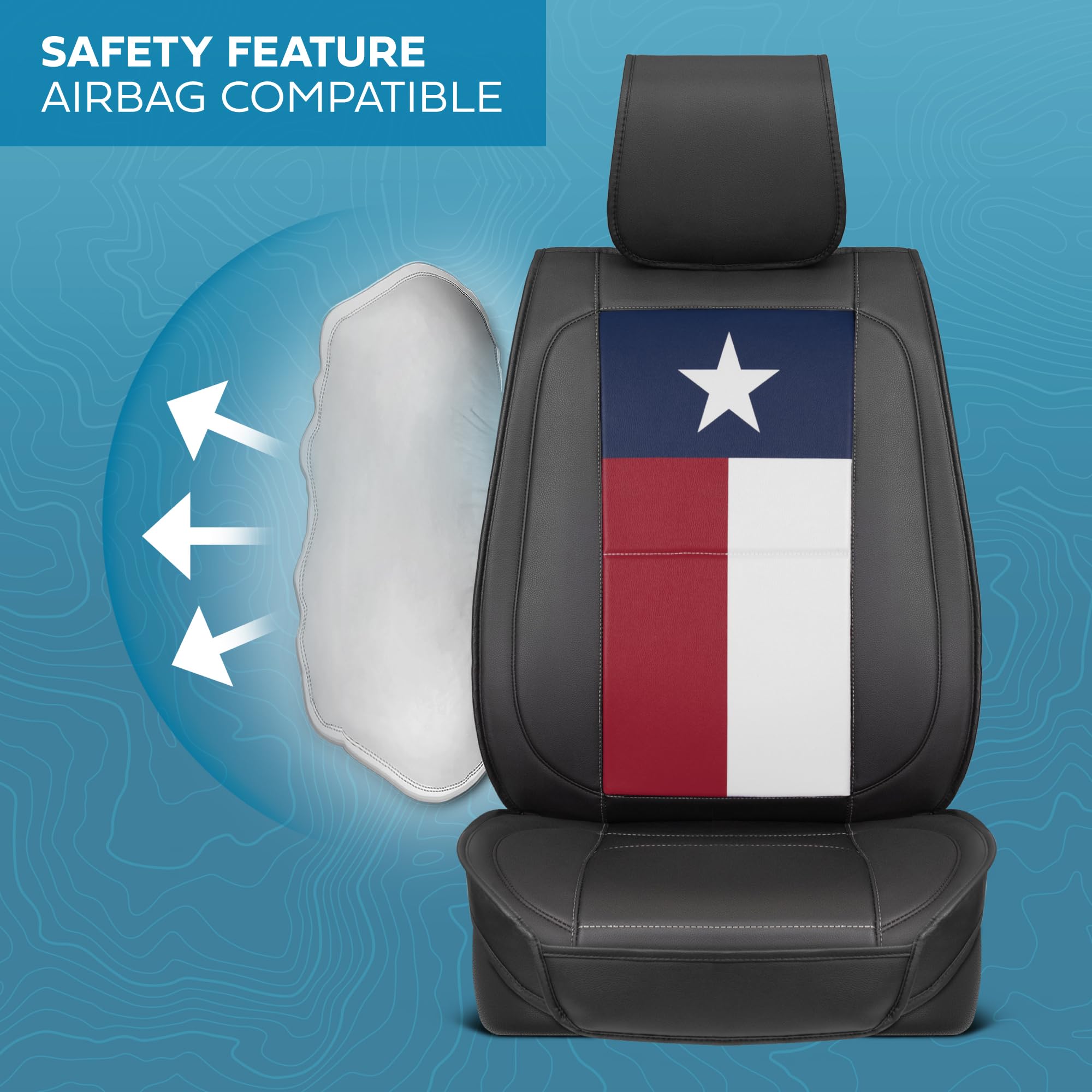 MotorBox Texas Flag Edition Napa Leather Seat Covers for Truck, Car, & SUV - 2 Front Seat Covers Car Seat Protector - Compatible