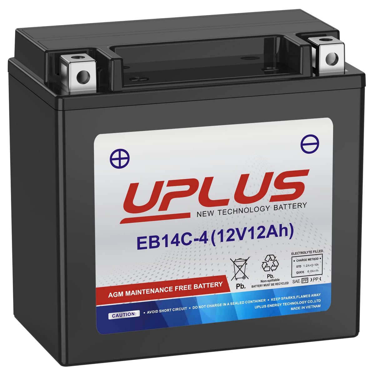 Atv Battery Ytx14-Bs, Uplus Eb14C-4 Scooter Snowmobile Utv Motorcycle Battery Maintenance Free - Sealed Agm Powersports Batterie