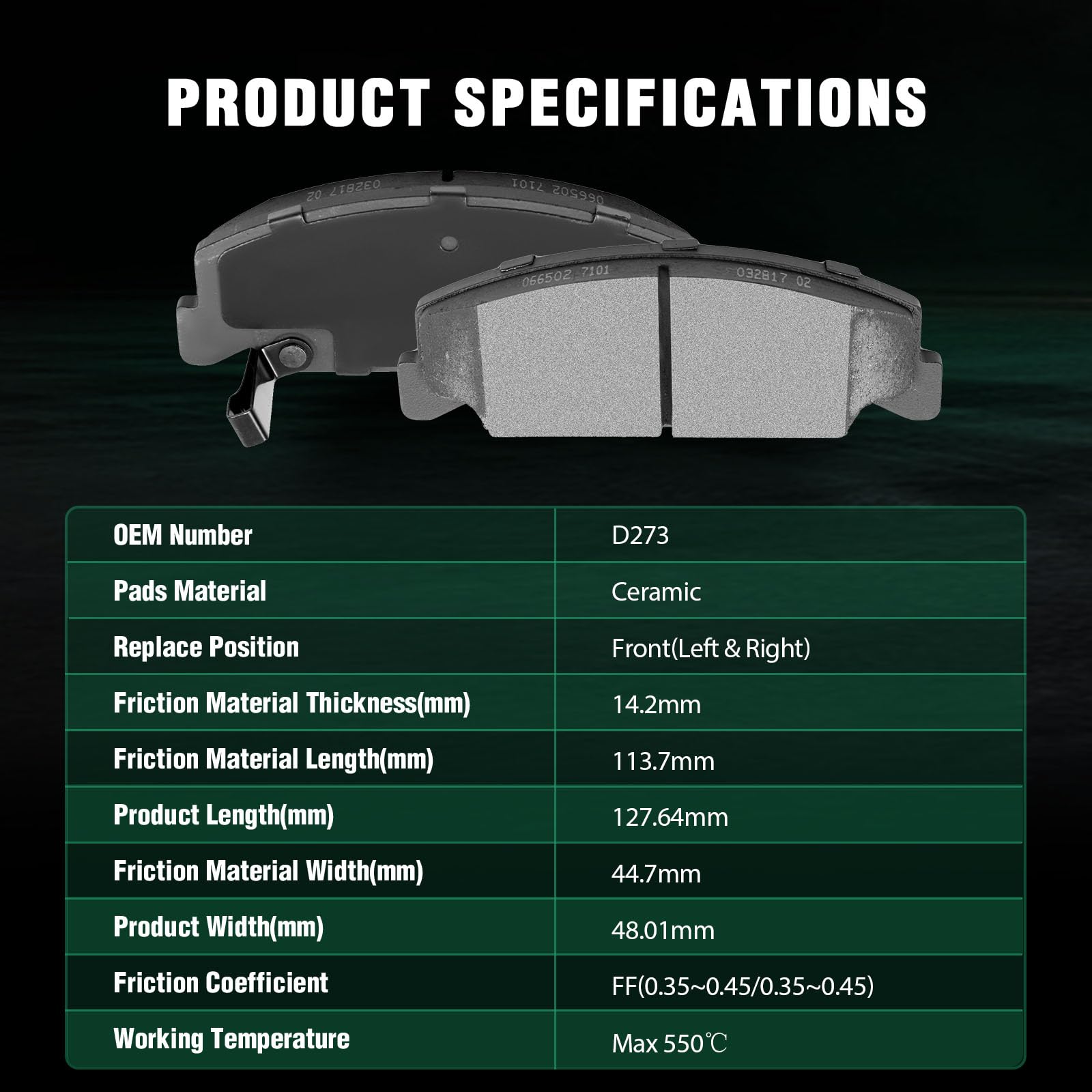 Automuto 4Pcs Front Ceramic Disc Brake Pads Set D1522 For Chevrolet Cruze 2011-2015,For Chevrolet Cruze Limited 2016,For Chevrol