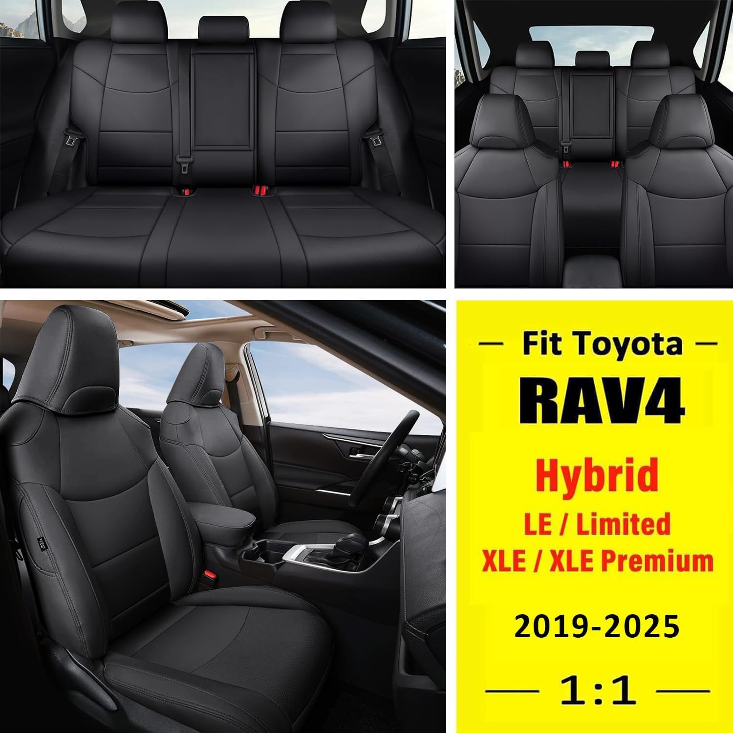GIANT PANDA Customized Full Set Car Seat Covers Fit for Toyota RAV4 Hybrid LE/Hybrid Limited/Hybrid XLE/Hybrid XLE Premium 2019