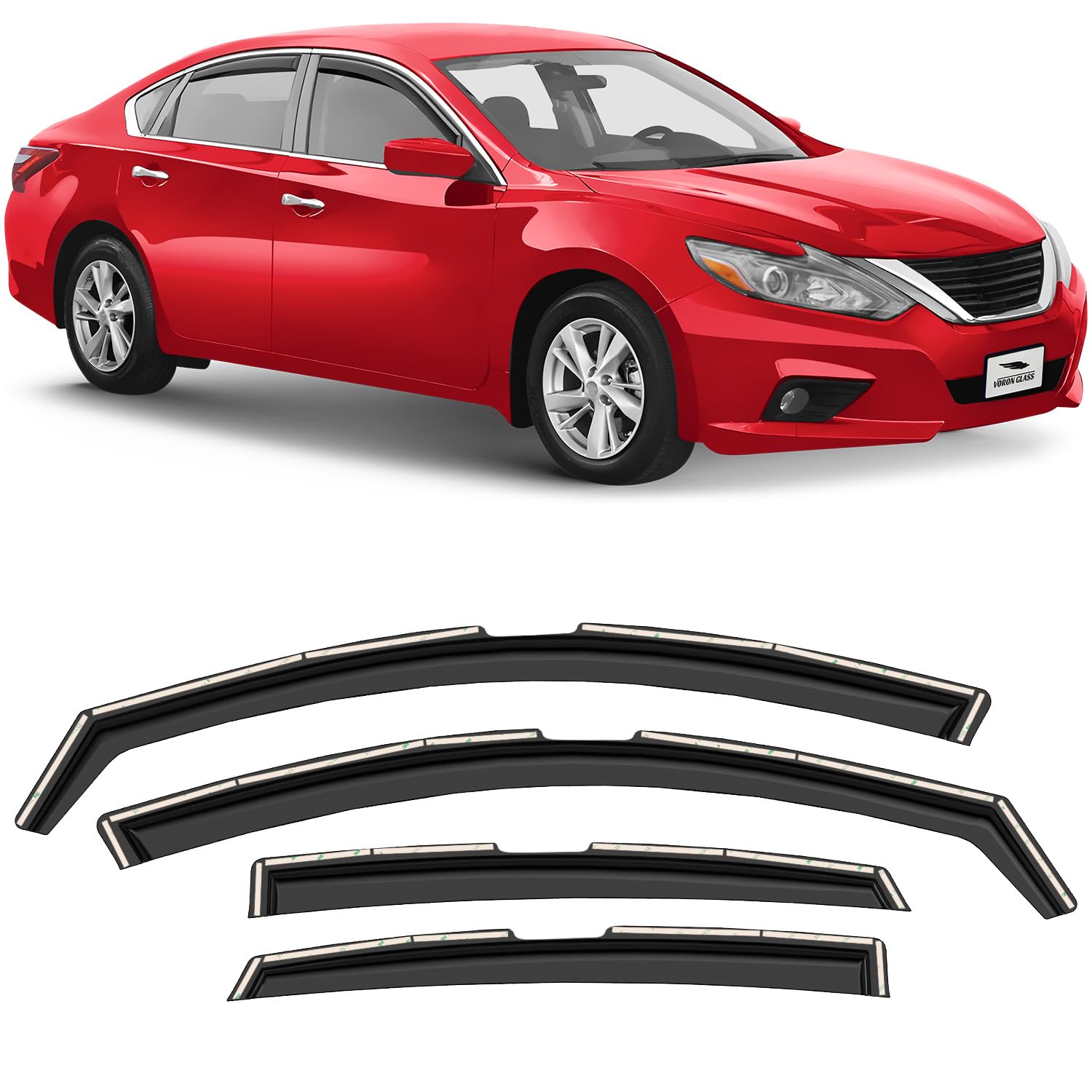 Voron Glass in-Channel Extra Durable Rain Guards for Nissan Altima 2013-2018, Window Deflectors, Vent Window Visors, 4 Pieces - 