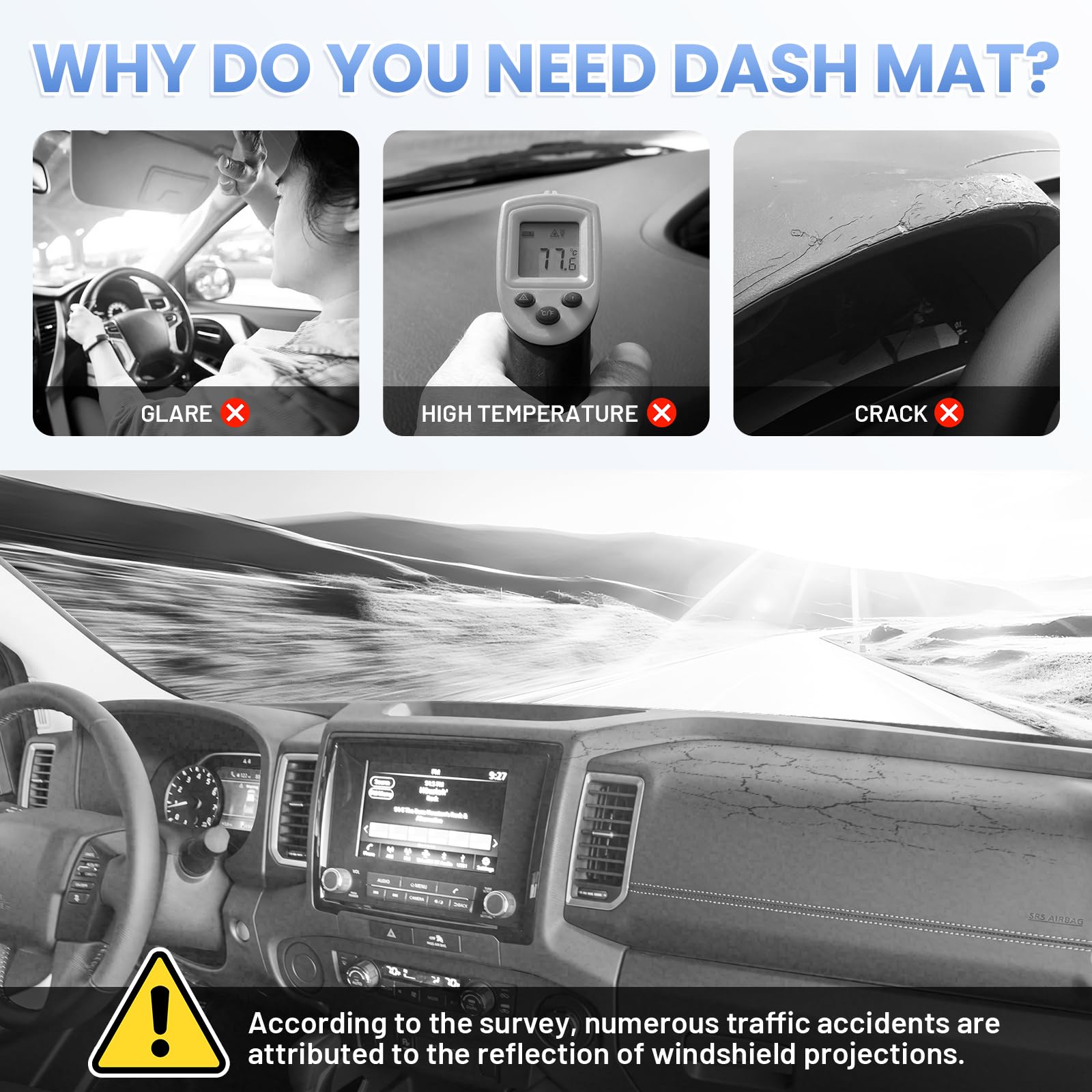 Sunsdrew Dash Cover For 2022-2025 Nissan Frontier Dashboard Cover Mat For Frontier Accessories Suede Dash Mat Frontier Sun Shade