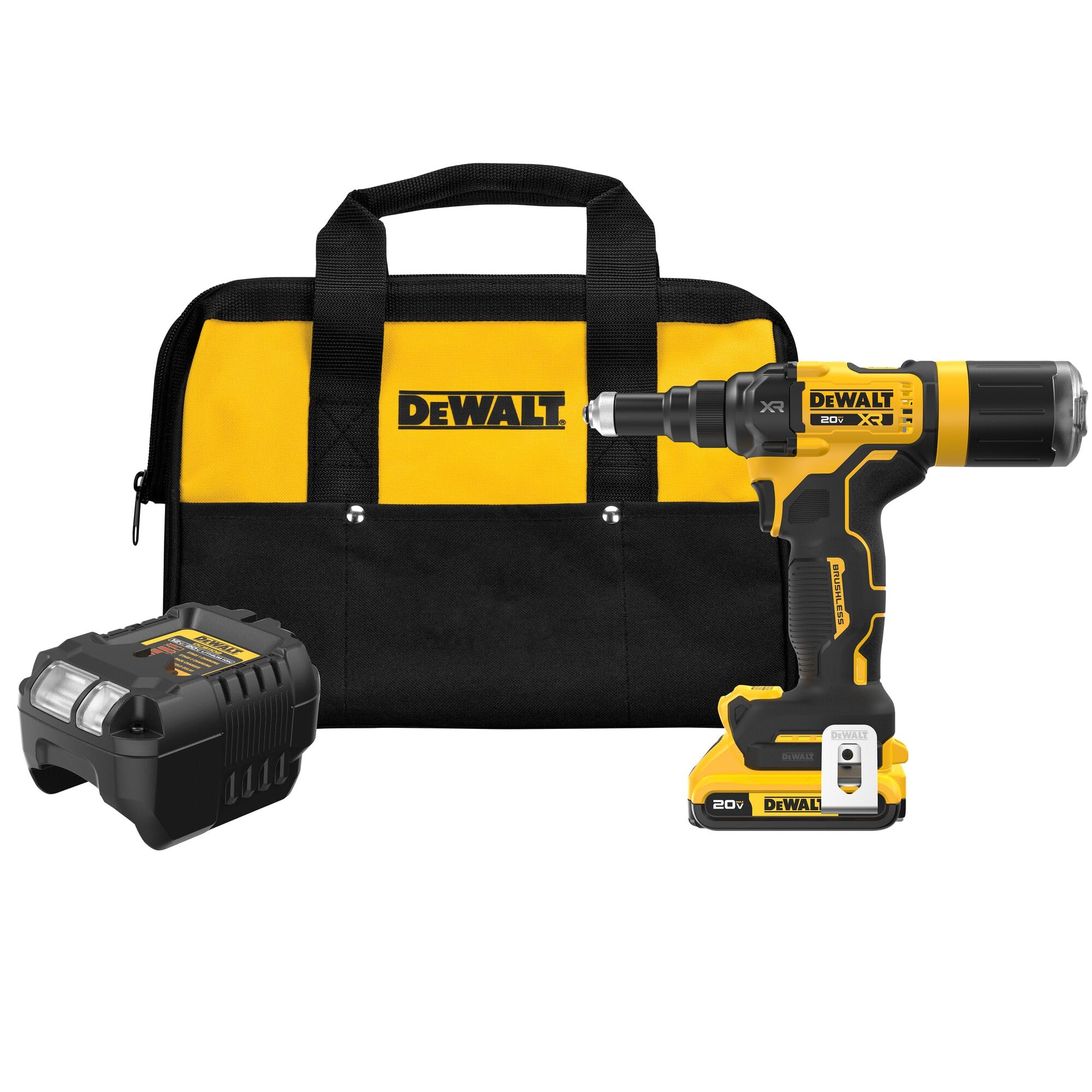 Dewalt 20V Max Xr Cordless Rivet Tool, 3/16', Battery And Charger Included (Dcf403D1)