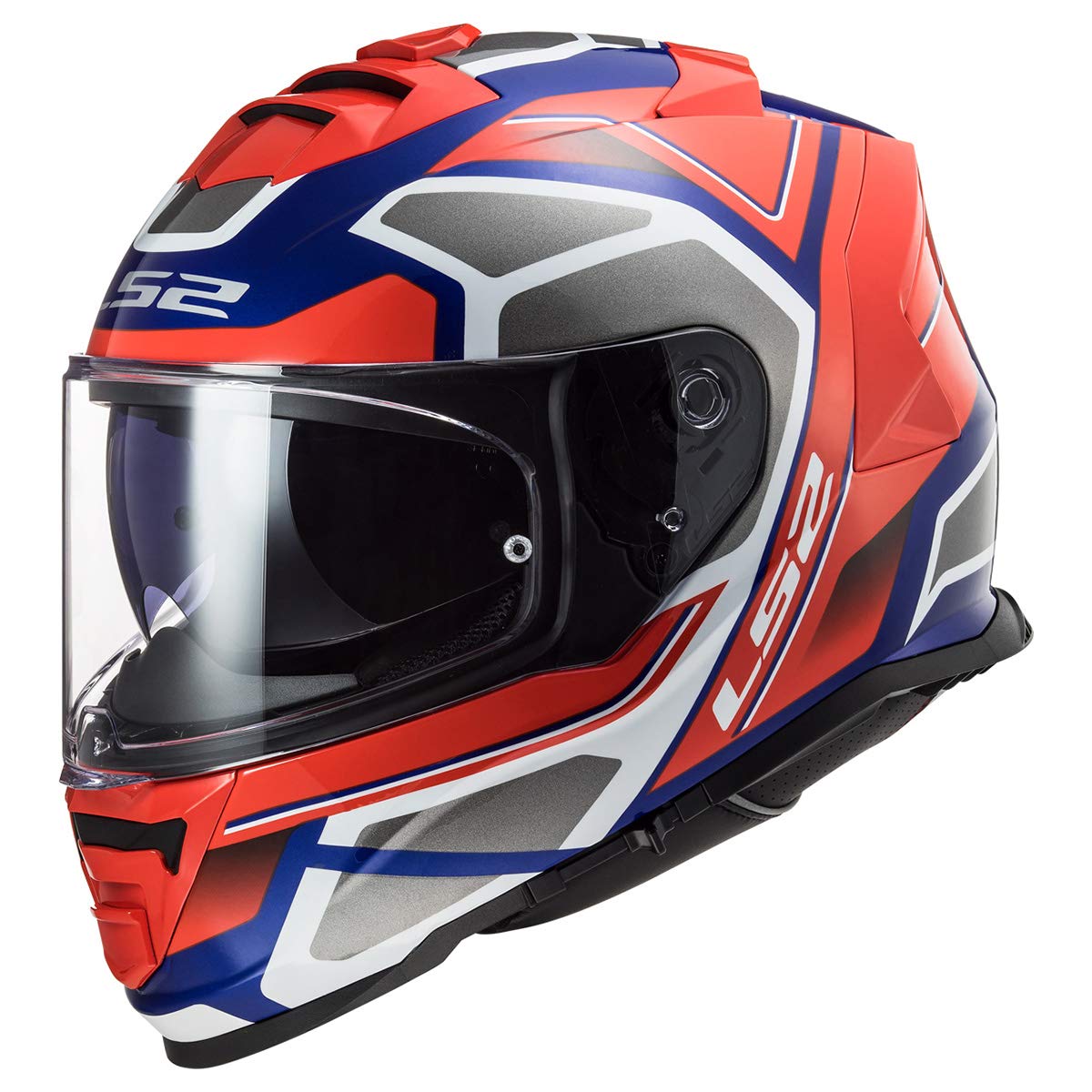 Ls2 Helmets Assault Full Face Motorcycle Helmet W/Sunshield (Petra Gloss Red/Blue/Graphite - Medium)