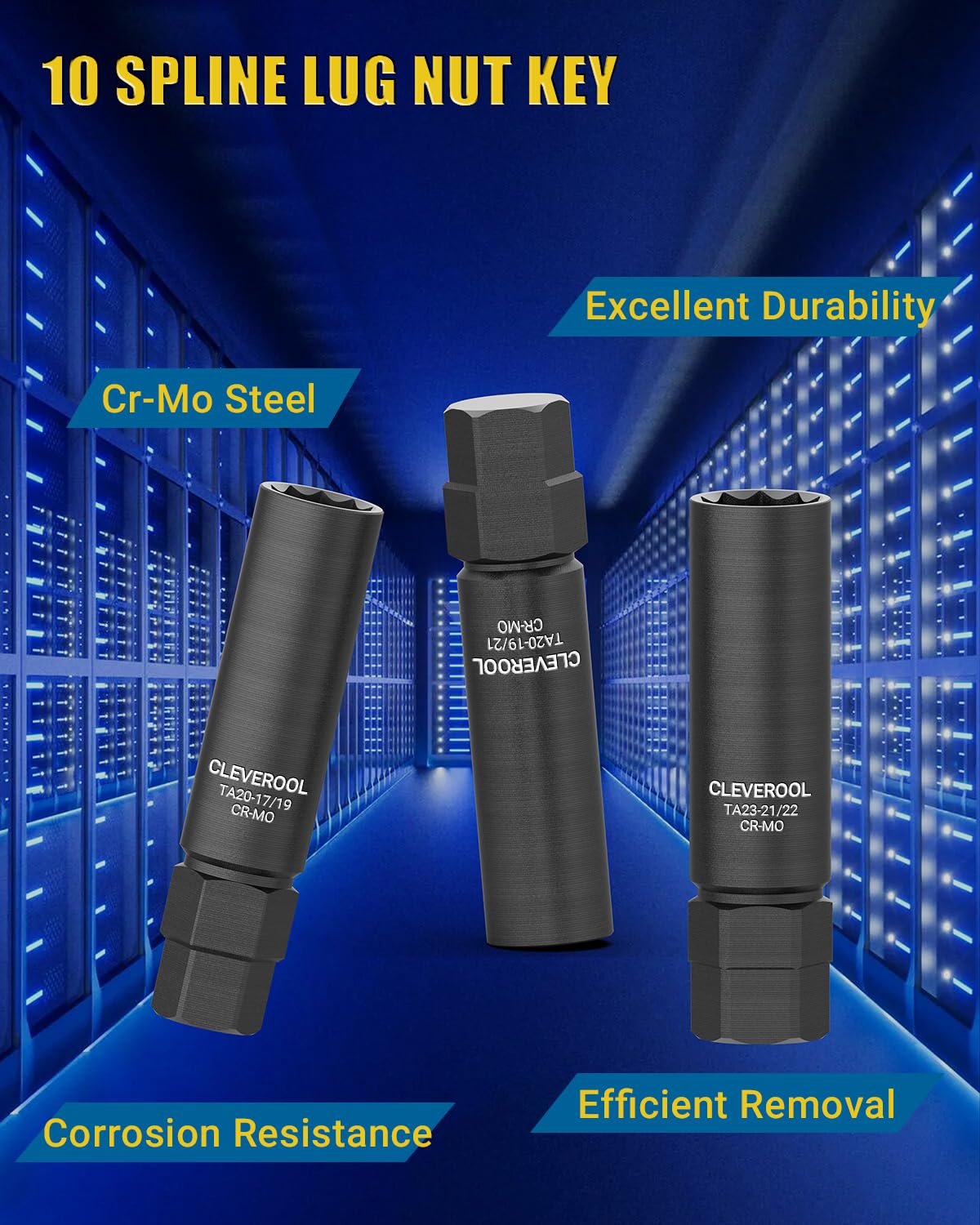 CLEVEROOL 10 Spline Lug Nut Socket, Compatible with Bimecc 10-Spline Lug Nuts and Lug Bolts, Replacement for TA20-17/19, 10-Spli