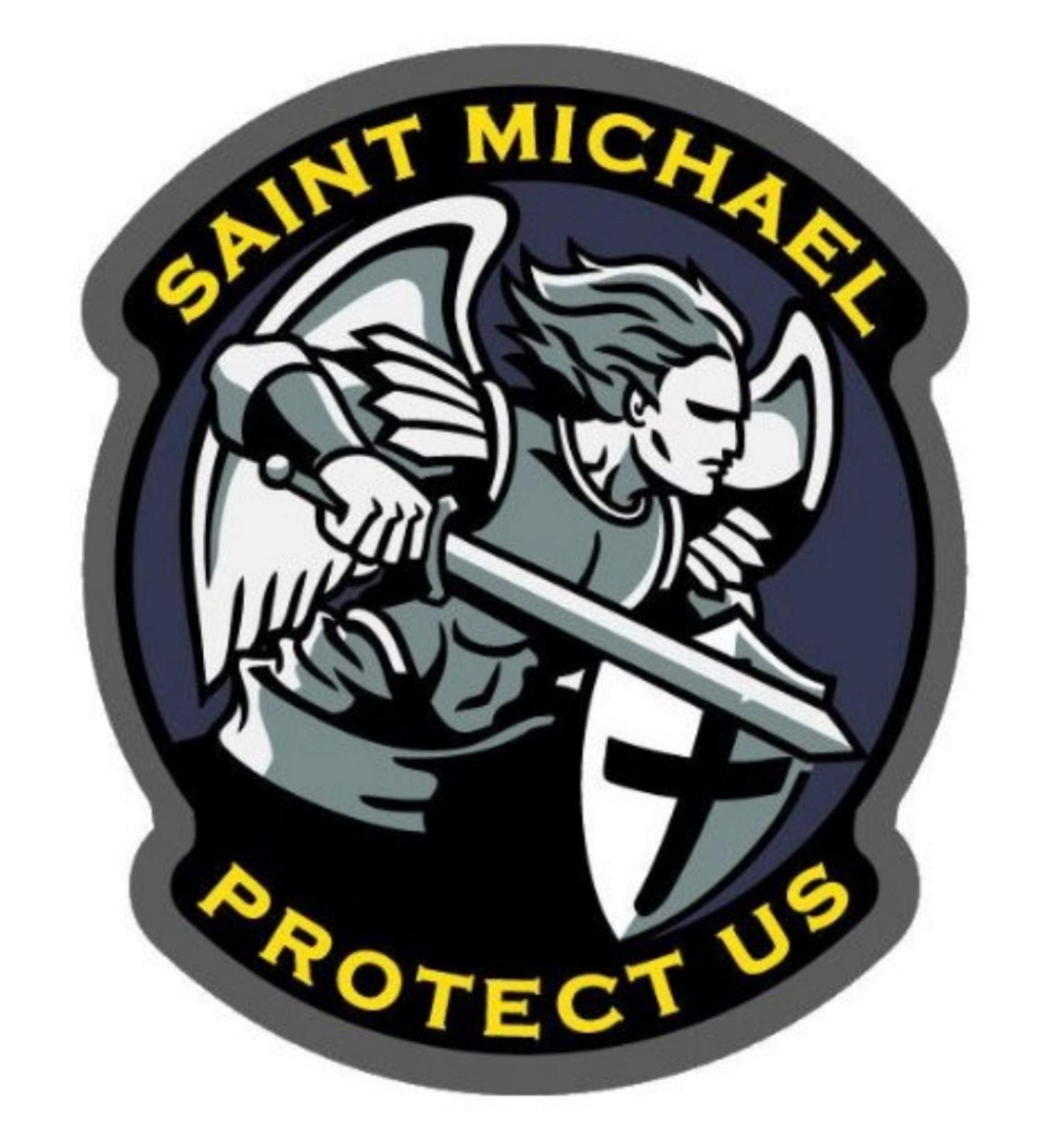Saint Michael Protect Us Modern Vinyl Decal (Full Color)