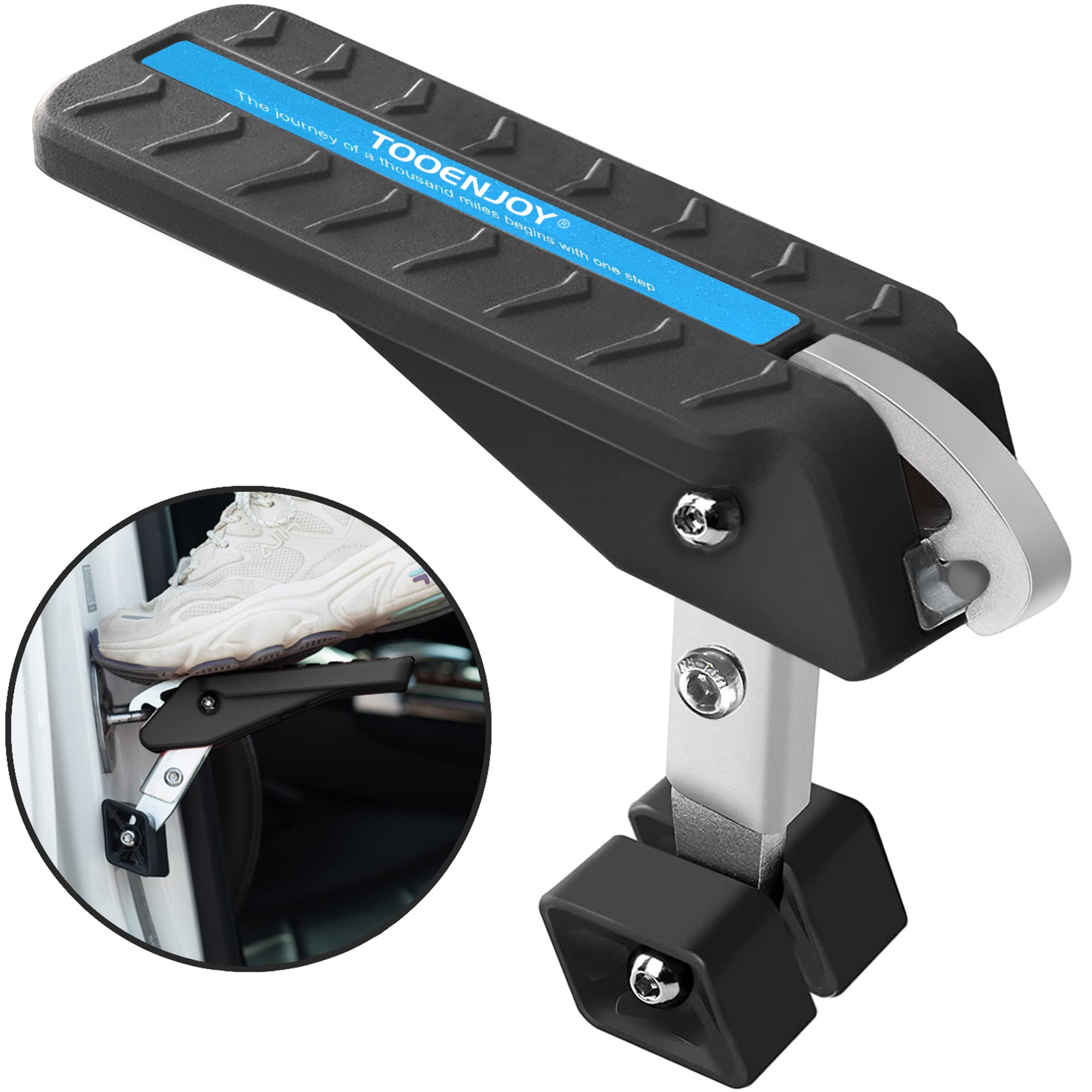 Tooenjoy Adjustable 5 Gear Extra Protection Car Door Latch Step No Assemble Foldable Heavy Duty Car Gadgets Stand Pedal Ladder F