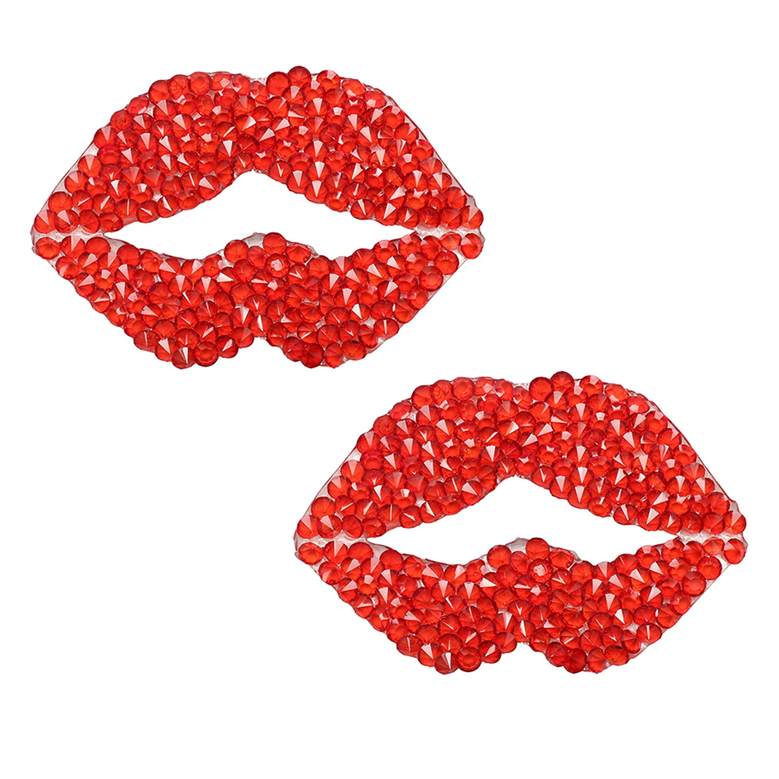 Hungmieh 2Pcs Car Decals For Women, Bling Rhinestone Red Lip Stickers And Decals With Self-Adhesive Backing For Car Interior&Ext