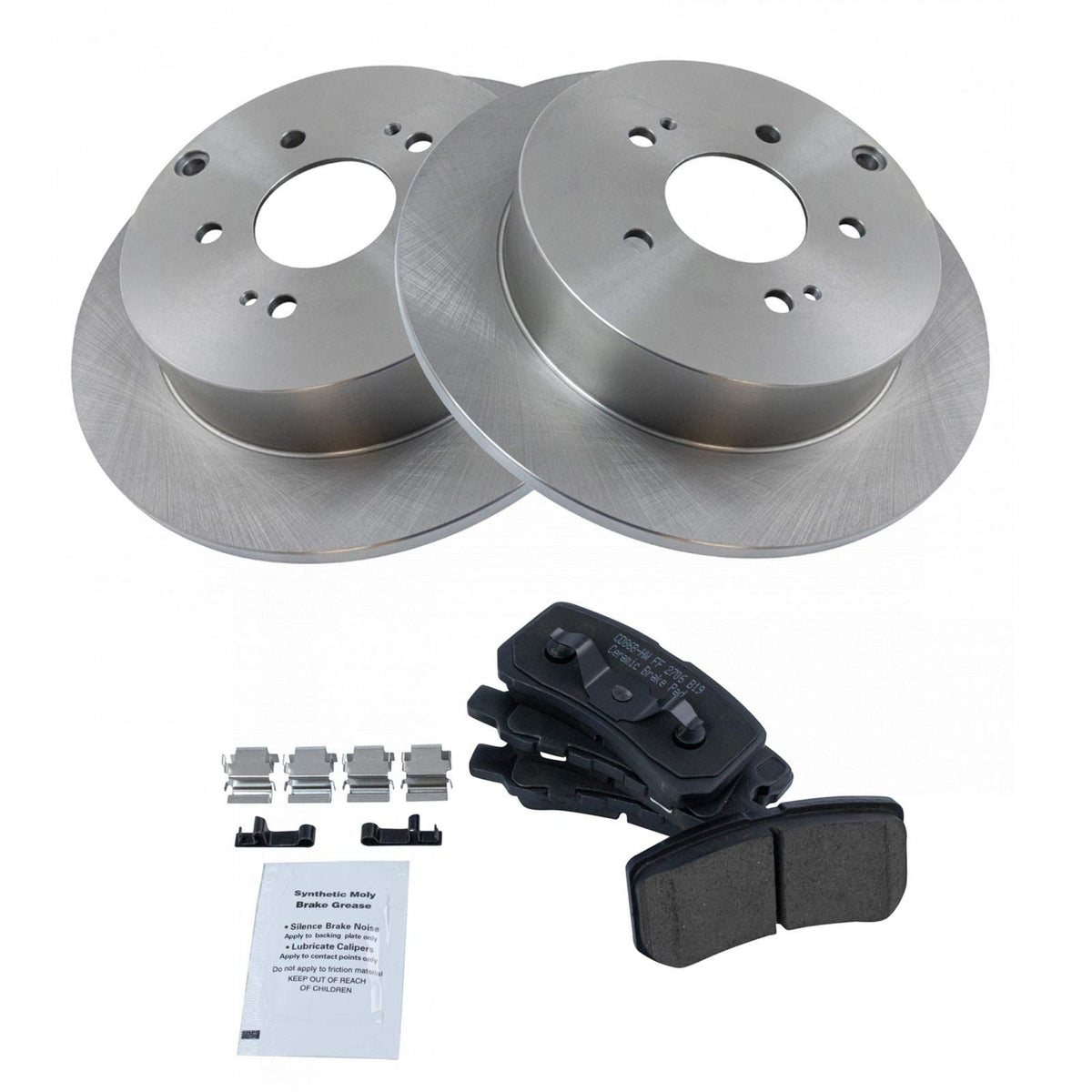 TRQ Rear Brake Pad & Rotor Kit Brake Pads Brake Rotor Ceramic Compatible with 2004-2011 Mitsubishi Endeavor