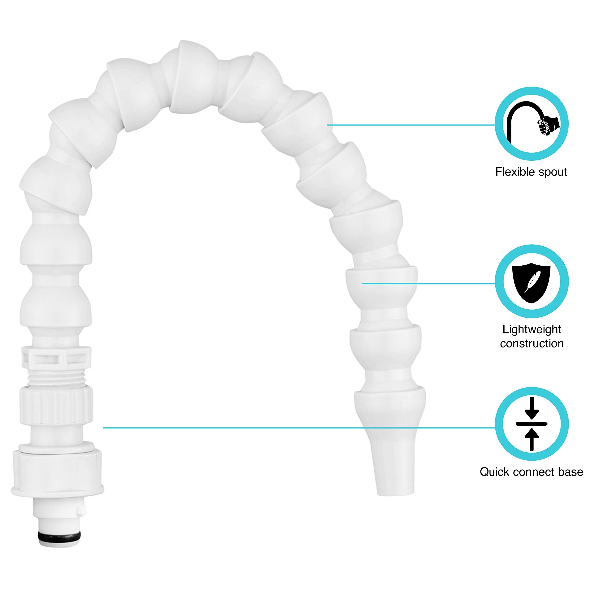 Dura Faucet Rv Exterior Quick Connect 360-Degree Flexible Gooseneck Spout. Fits Only With Dura Faucet Branded Products (White)