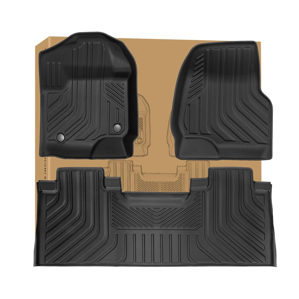 Weize Floor Mats Compatible With F250/F350, All Weather Floor Liners For 2017-2024 2025 Ford F-250/F-350 Supercrew Cab Rear With