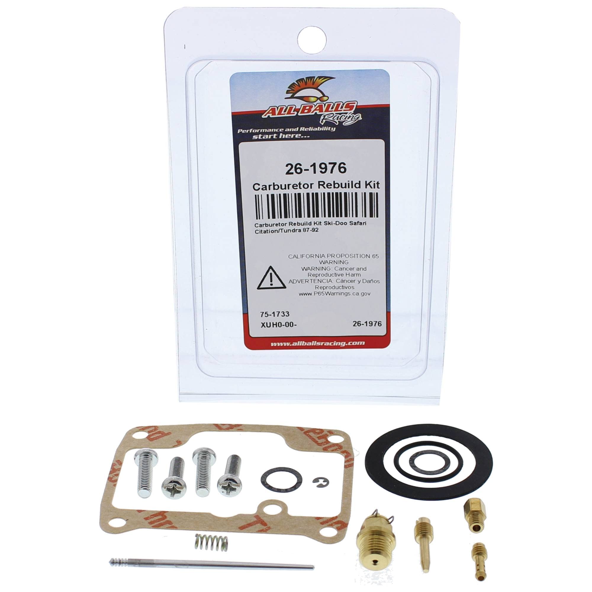 All Balls Carburetor Rebuild Kit 26-1976 For Ski-Doo Safari Citation/Tundra 1987, 1988, 1989, 1990, 1991, 1992