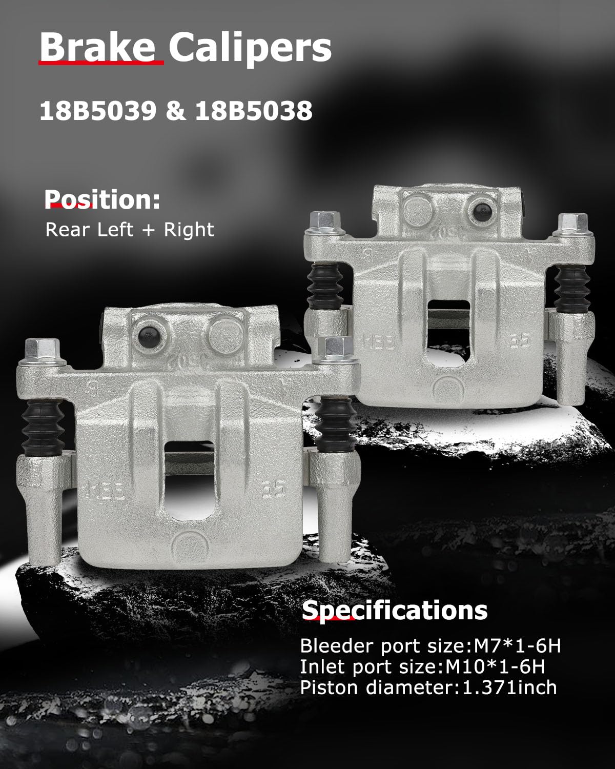 cciyu 18B5039 18B5038 Rear Left & Right Brake Calipers With Bracket For Chrysler,For Dodge,For Jeep,For Mitsubishi