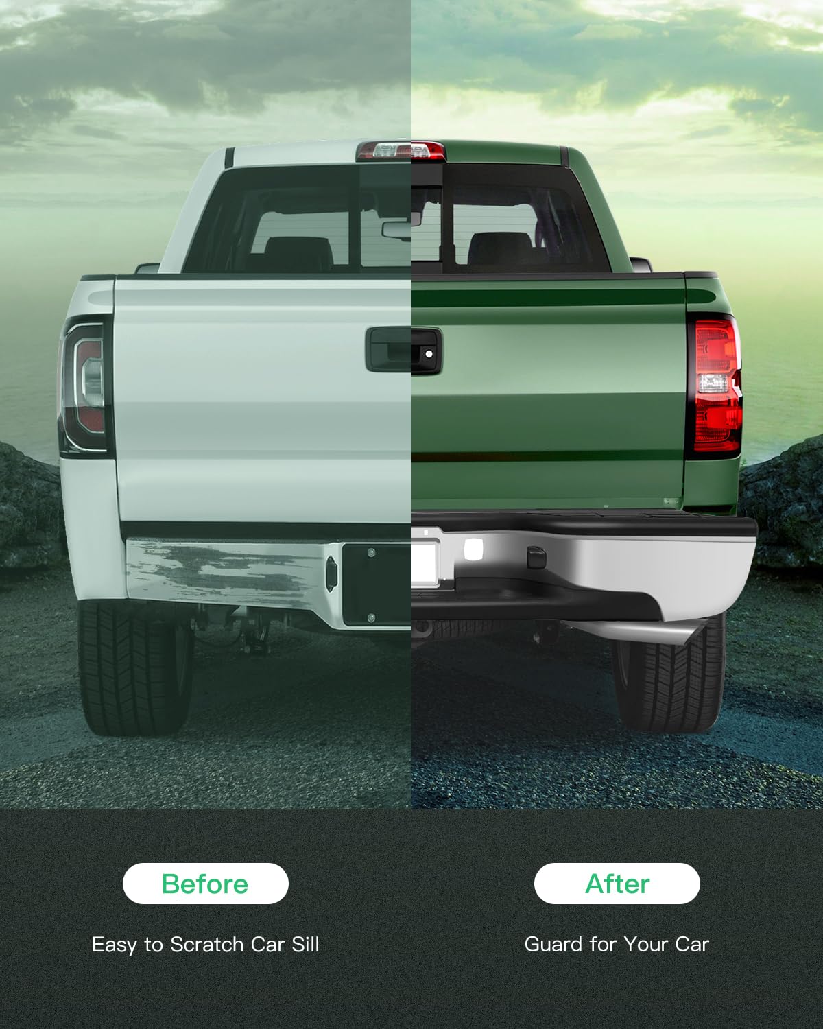 Scitoo Rear Step Bumper Fit For 99-06 For Silverado 1500 And For Gmc Sierra 1500, 07 For Silverado 1500 Classic And For Gmc Sierra 1500 Classic, Chrome Automotive Bumpers W/O Parking Sensor Holes