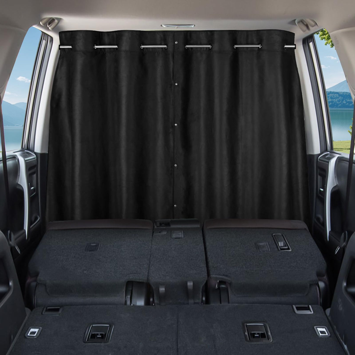 Zatooto Car Divider Curtain, Car Privacy Curtains With Pole Backseat Blackout Curtain For Car Camping Travel Life And Breaks, Le