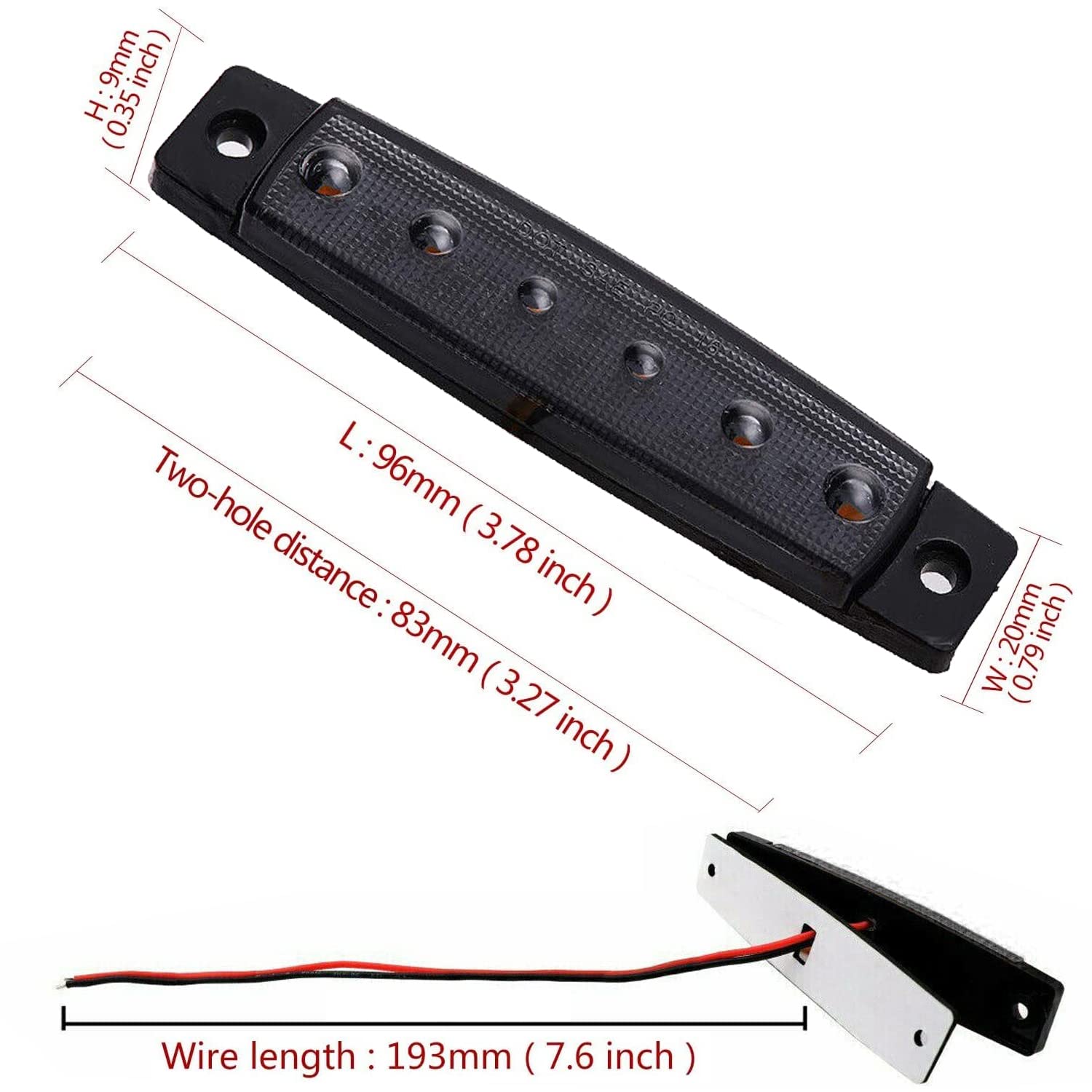 10Pack 12V Smoked Green Led Trailer Marker Lights 3.8 '' Side Marker Clearance Light Bar Front Rear Signal Indicator Light Strip