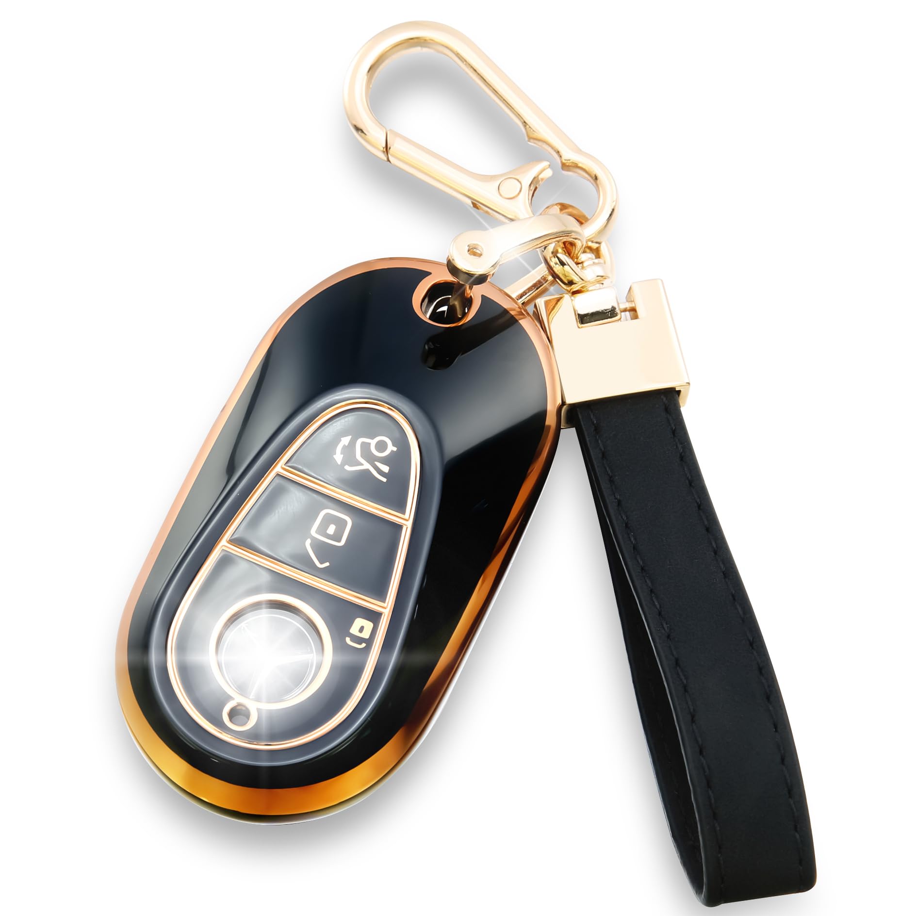 Compatible with Mercedes Benz Key fob Cover with Keychain Case Key Shell Protector for 2020-2023 S-Class G-Class E-Class EQE EQS