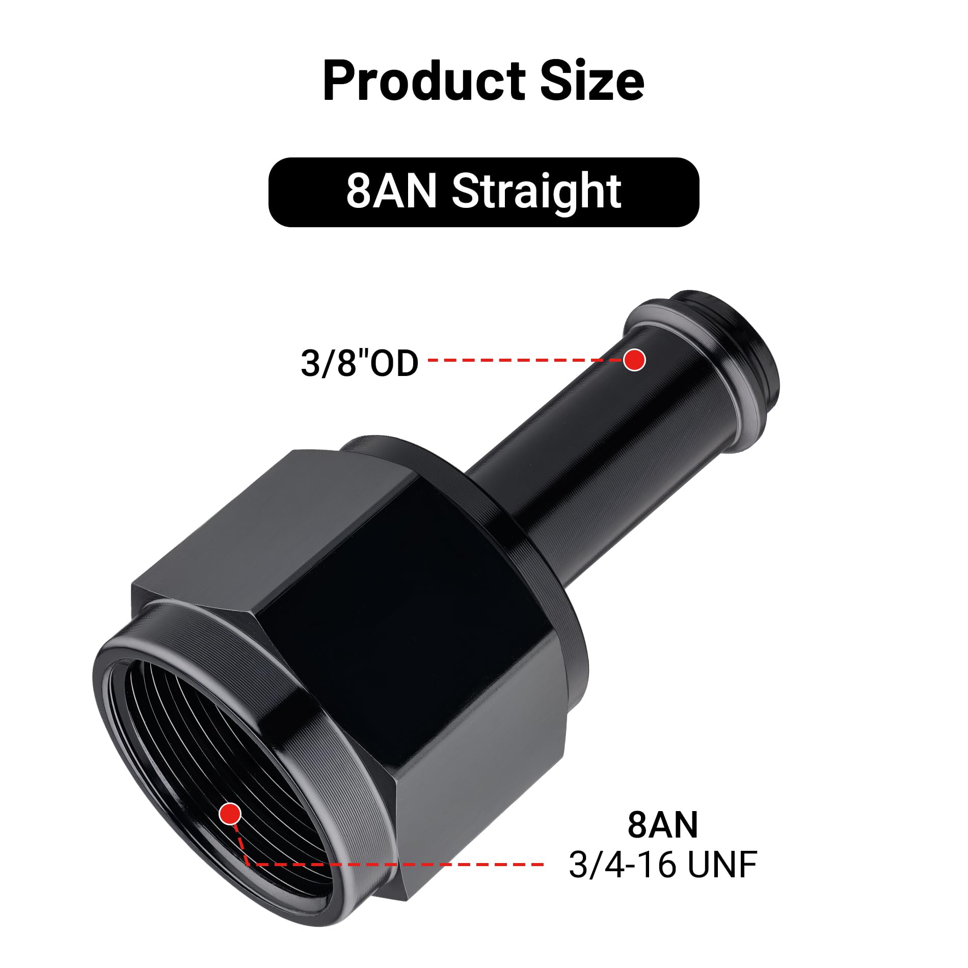 EVIL ENERGY 8AN Female to 3/8'' Barb Hose Fitting Straight Swivel 2PCS