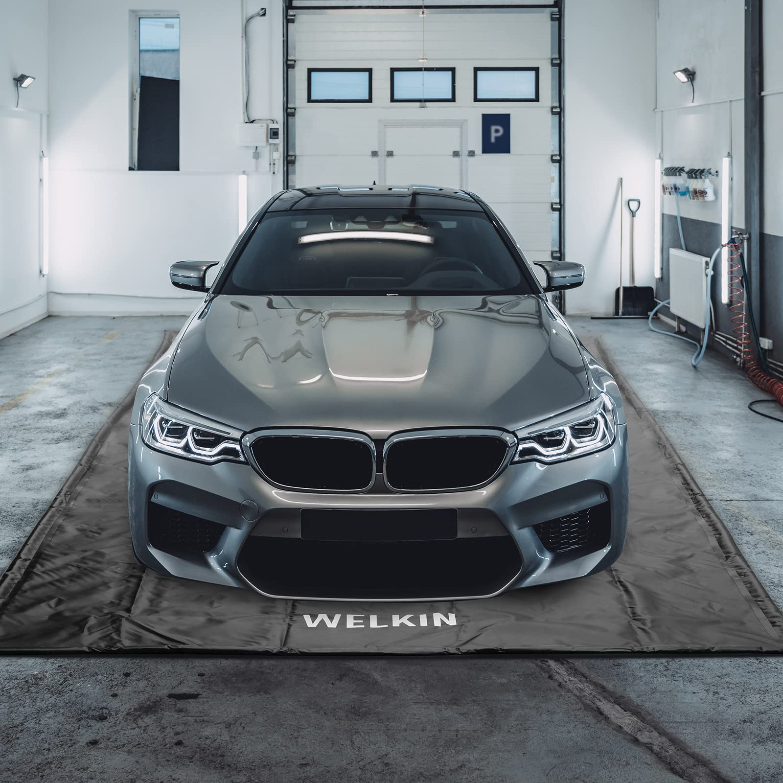 Welkin Containment Mat,(8'5'' X 22'),Non-Slip Garage Floor Mat - Heavy Duty Waterproof Protection From Snow, Rain And Mud For Ca