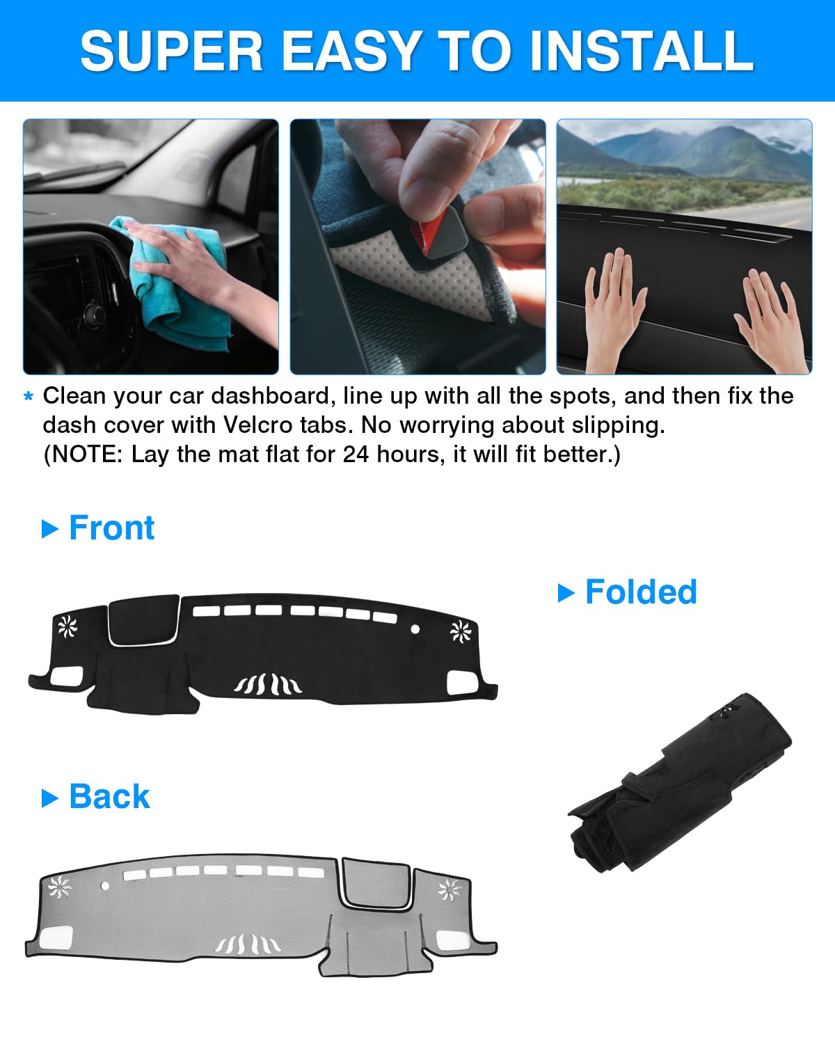 Autorder Dashboard Cover Mat for Toyota Highlander 2020 2021 2022 2023 2024 2025 Accessories Dash Cover Flannel Dash Mat Sunshad