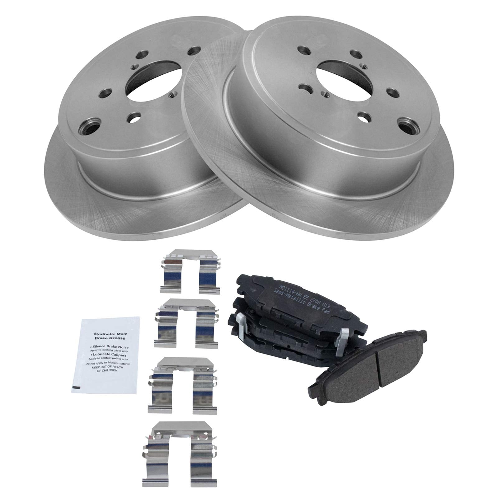 Trq Rear Brake Pad & Rotor Kit Brake Pads Brake Rotor Semi-Metallic Compatible With 2009-2013 Subaru Forester 2008-2014 Impreza