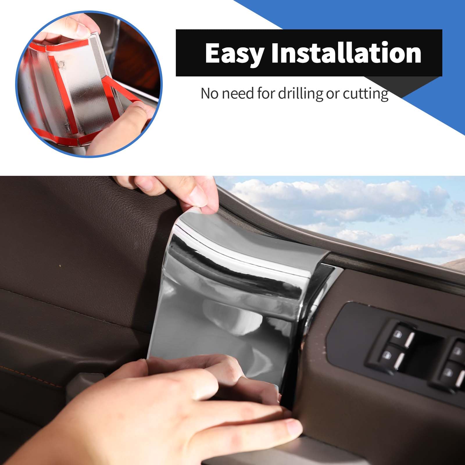 Voodonala For F150 2015-2020 Interior Door Handle Cover With Door Panel Cover Compatible With Ford F-150 2015-2020, F150 Interio