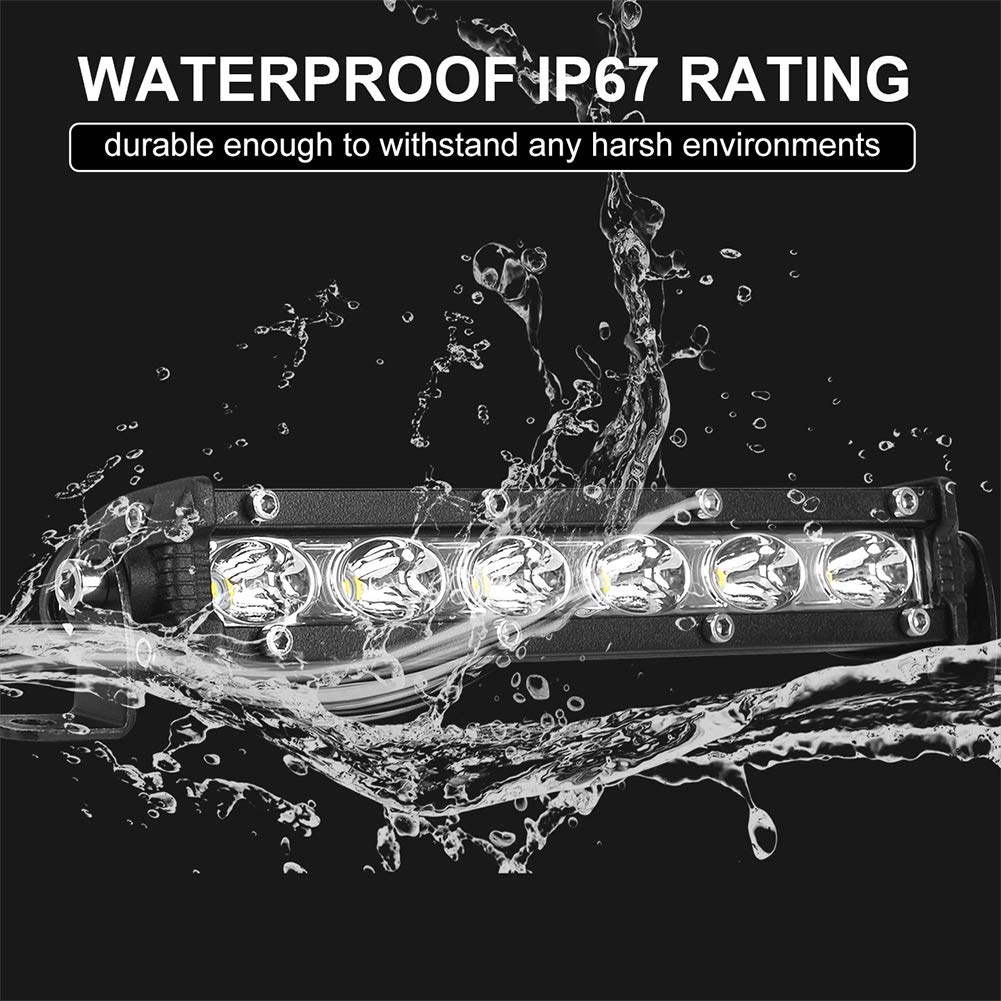 7 Inch Single Row Led Light Bar Pods - Beamcorn Ultra-Slim 60W 10000 Lumens Waterproof Driving Fog Light Combo Flood Spot Lights