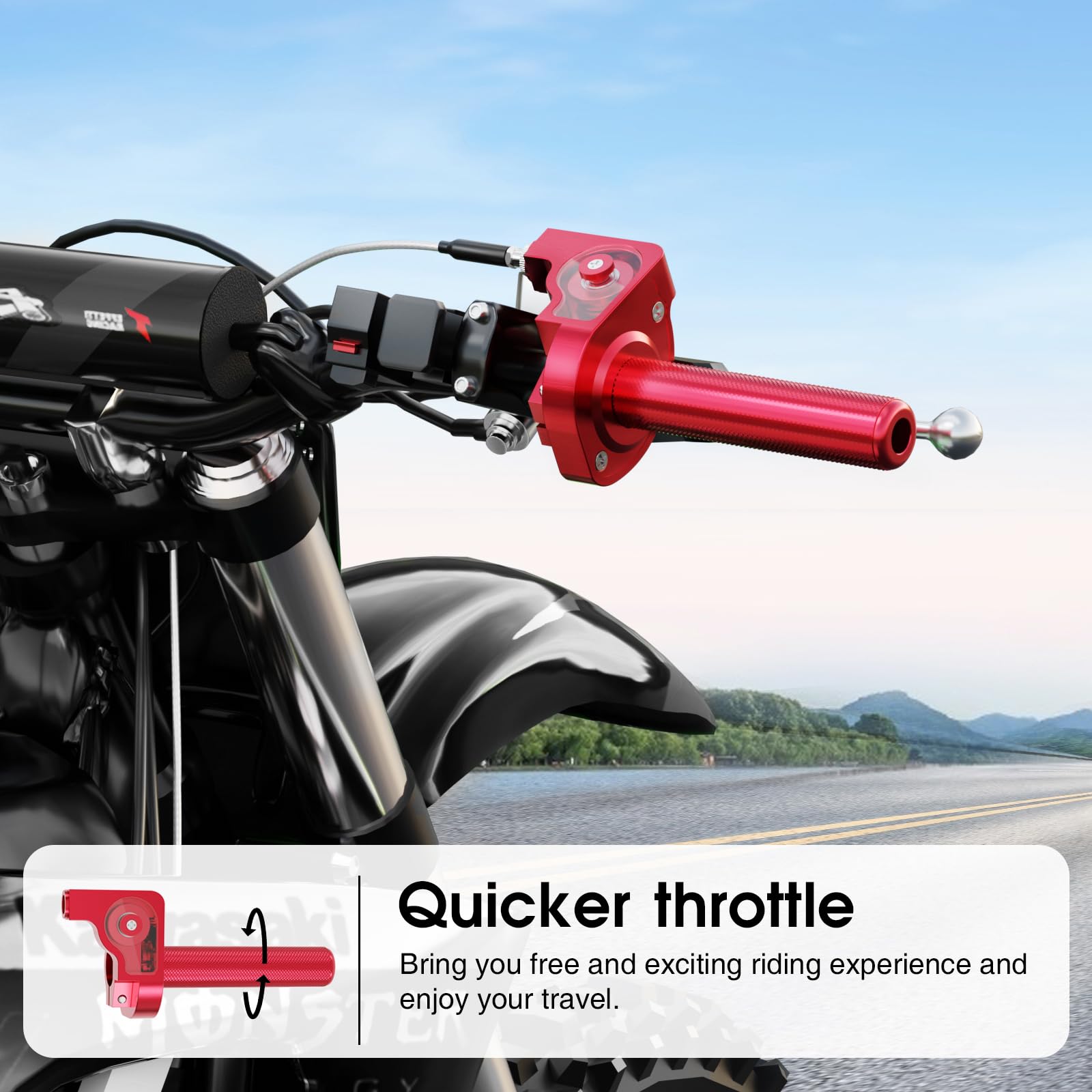 ZSDTRP Throttle Grip 22mm CNC Aluminum Quick Twister with Cable - Red, Model SCL-2016070025-R for CRF50 70 110 IRBIS