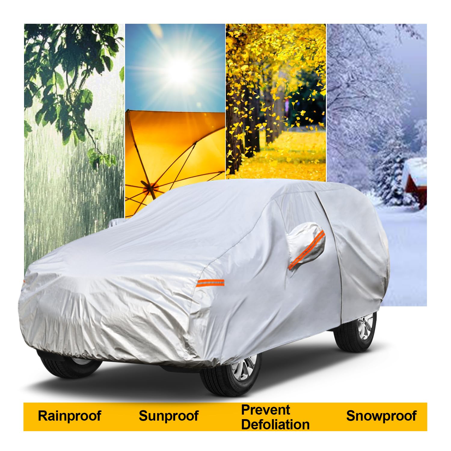 Kayme Suv Car Cover Waterproof All Weather With Lock And Zipper, Outdoor Sun Uv Rain Protection, Fit Suv Jeep (182 To 190 Inch)