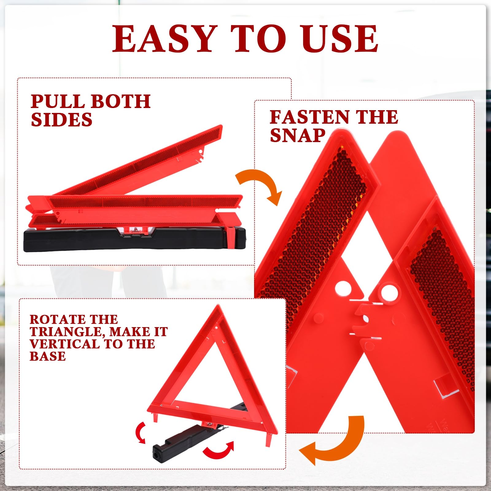 Kanayu Warning Triangle DOT Approved Foldable Emergency Safety Triangles Reflective Road Safety Triangle with Carrying Case Heav