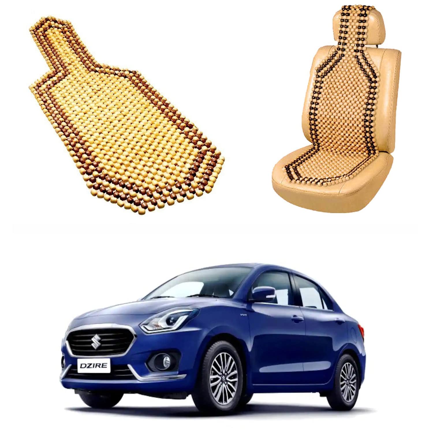Oshotto Wooden Car Beads Car Wooden Acupressure Bead Seat Cover Compatible with Maruti Suzuki Dzire 20172026  (Natural Beige) 