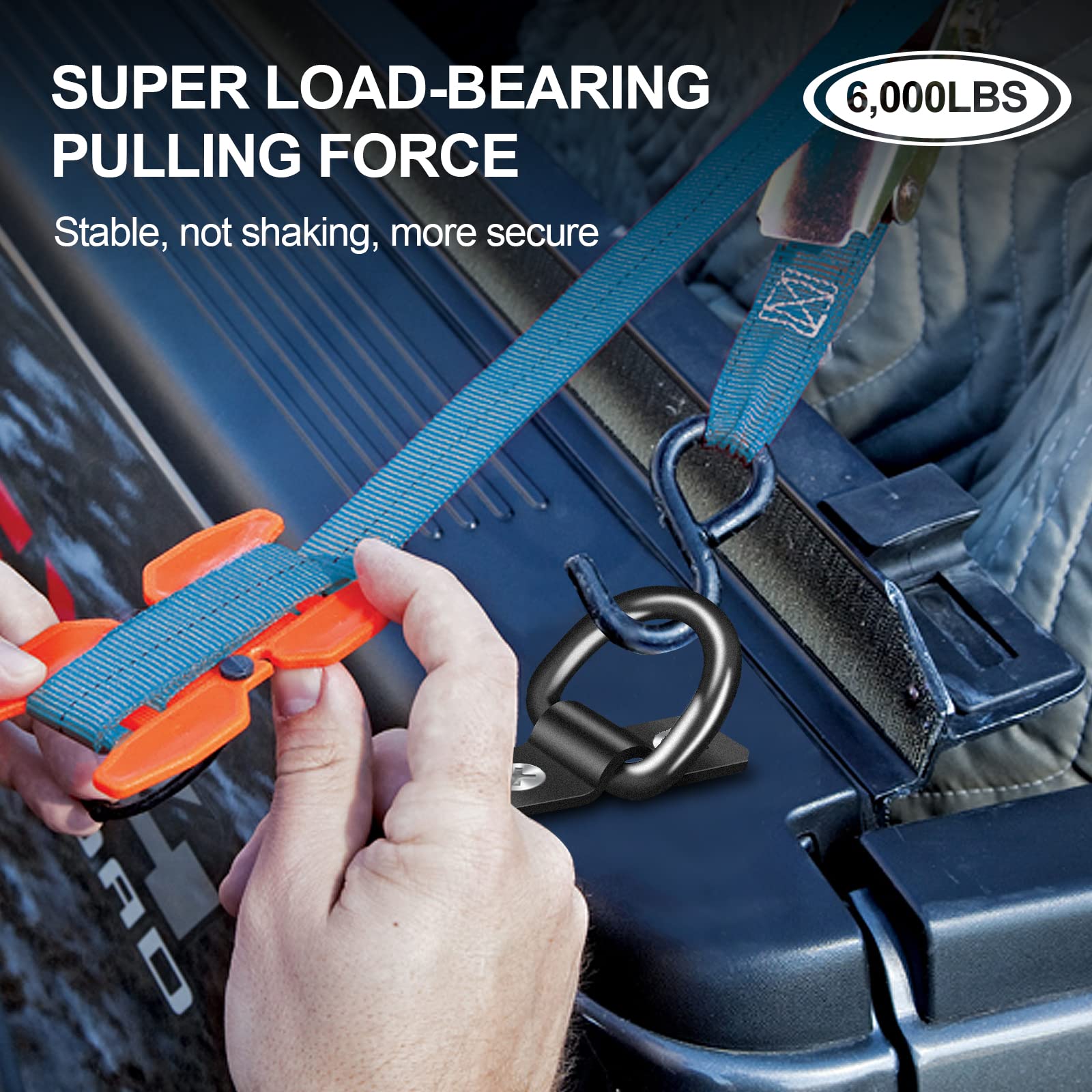 D Rings Tie Down Anchors 3/8    Heavy Duty 6000 Pound Breaking Strength For Rv Camper Pickup Trailer Cargo Control, Tying Down M