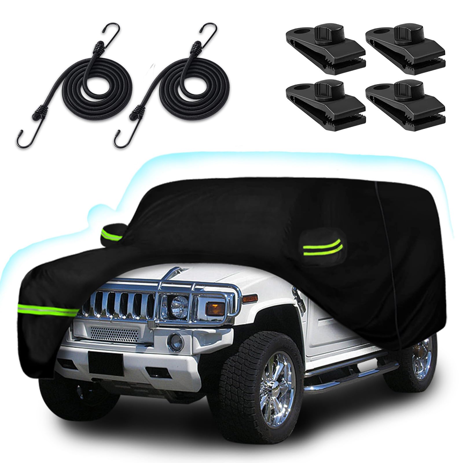 6 Layers Car Cover for Hummer H2 SUV 2002-2009, 210T Waterproof Sun Rain UV Dust Snow Protection Outdoor H2 Full Car Cover with 