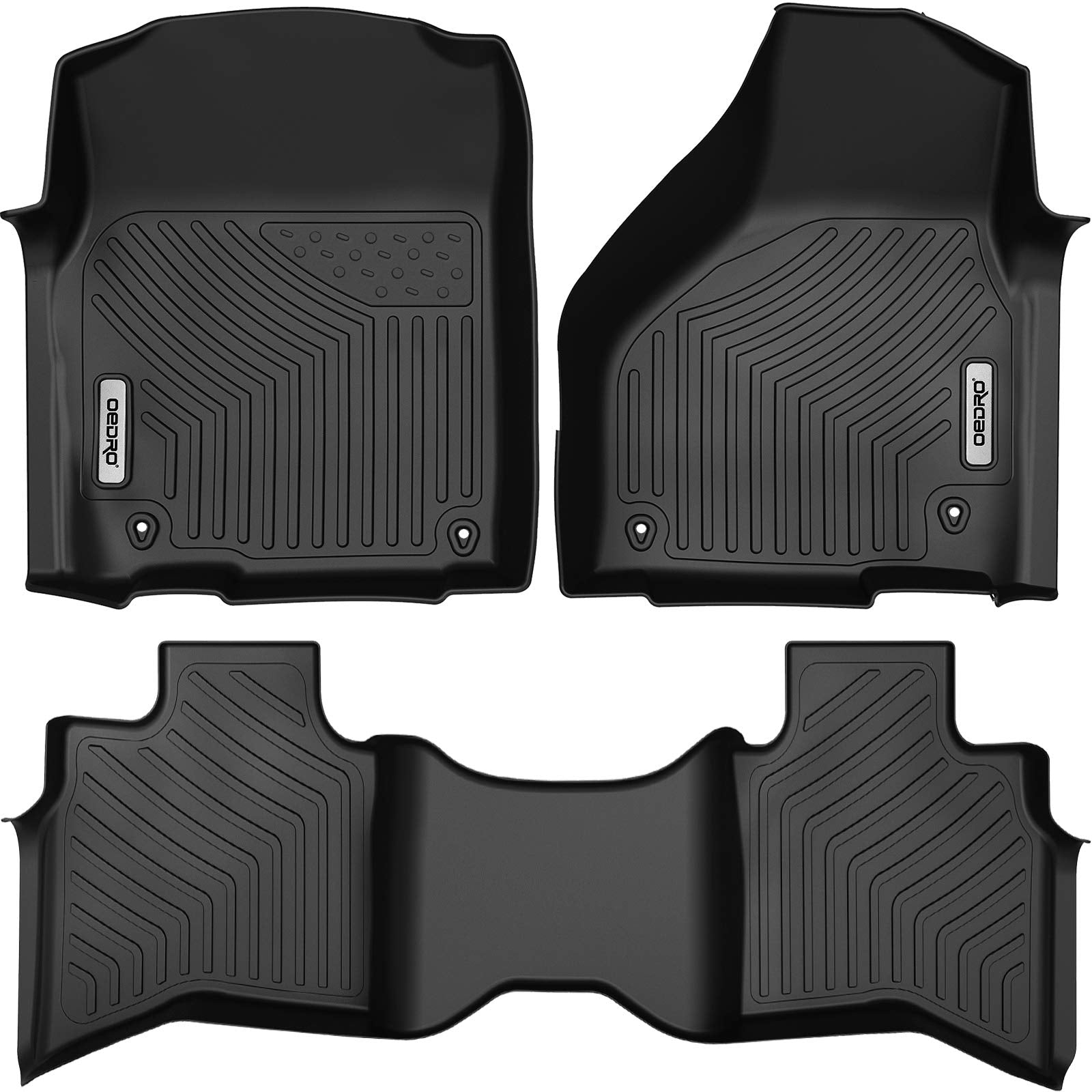Oedro Custom Fit Floor Mats For 2013-2018 Dodge Ram 1500 Quad Cab, 2019-2024 Dodge Ram 1500 Classic Quad Cab (Not For New Body), All Weather Front & 2Nd Seat Floor Liners