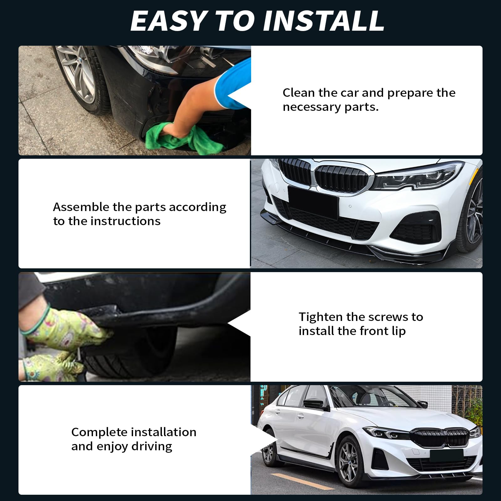 AAriguthel G20 Front Lip Compatible with 2019-2022 3 Series G20 Sedan 320i 330i 330e M340i 318d 320d 330d 3Pcs Lip Chin Spoiler