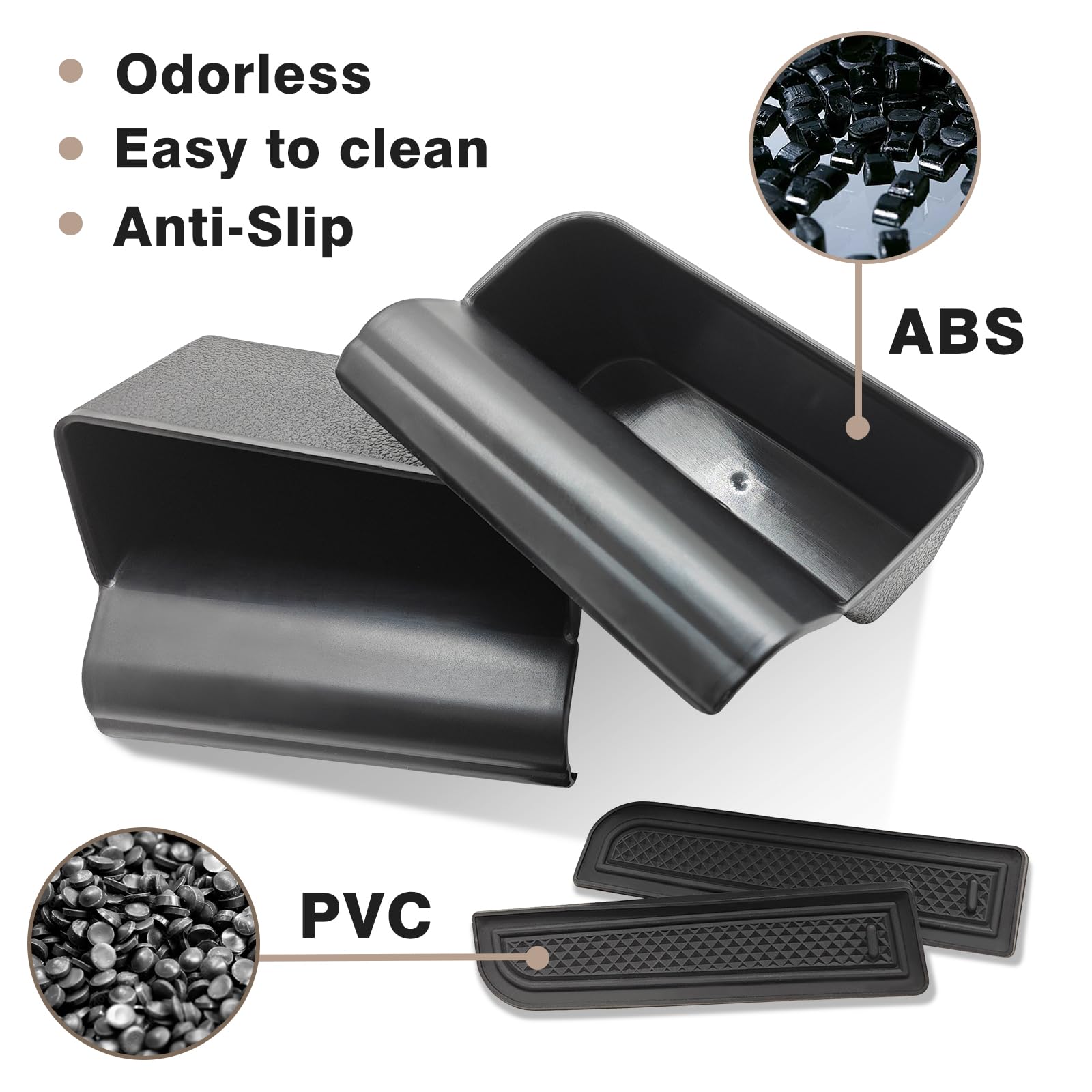 Muslogy Console Side Organizer Set for 2023-2025 Colorado & Canyon, ABS Material, Black, Model MUS-CCSIDEBOX