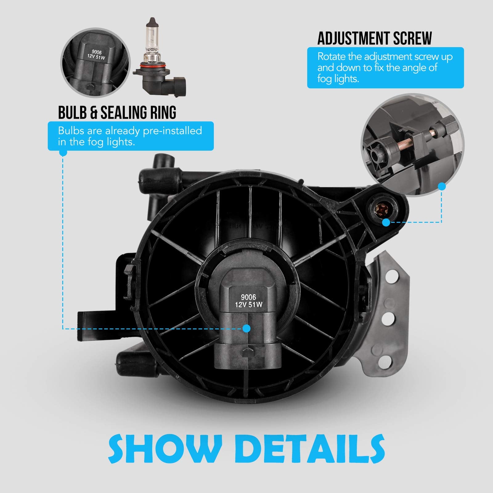 Autowiki Fog Lights Fit For 2004-2007 Bmw E60/E61 5 Series/ 2003-2006 E46 3 Series (Cpe/Cpnv) (Fit For W/O M-Package Models) 2Pcs Clear Lens Fog Lamps