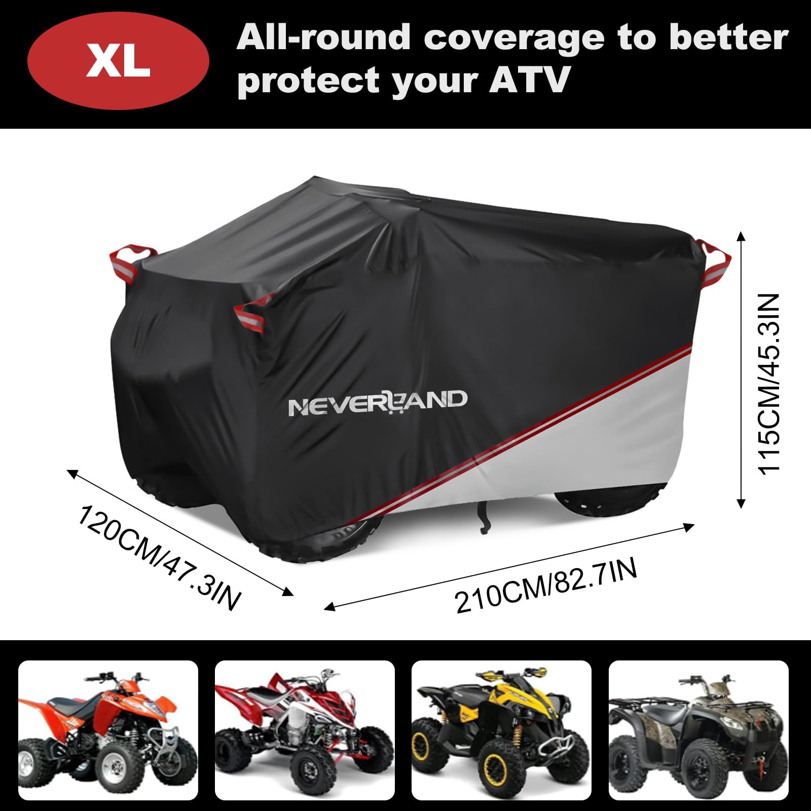 Neverland Waterproof Atv Cover, Outdoor Heavy Duty Quad Cover Tear-Resistant 4 Wheeler Covers All Weather Uv Protection For Pola