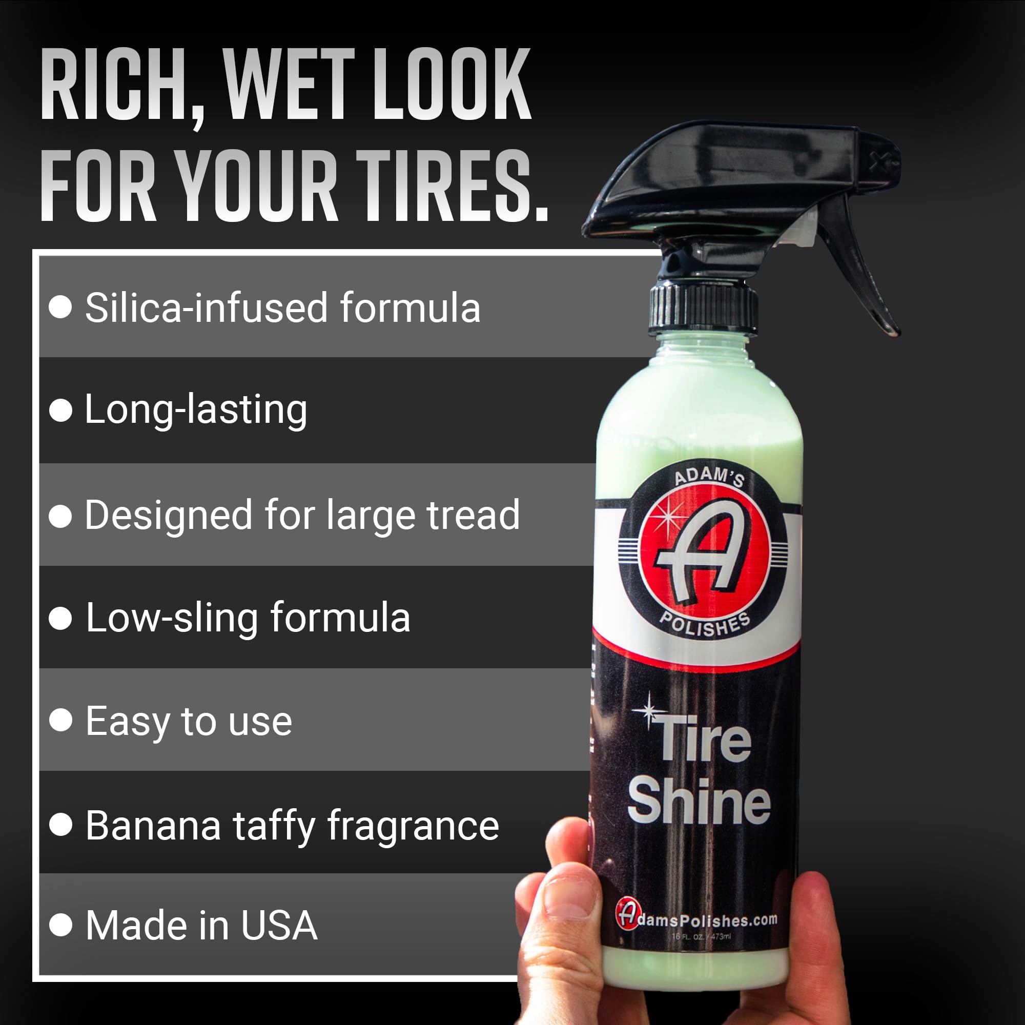 Adam'S Polishes Tire Shine Gallon - Spray Tire Dressing W/ Sio2 For Non Greasy Car Detailing |Use W/Tire Applicator After Tire C