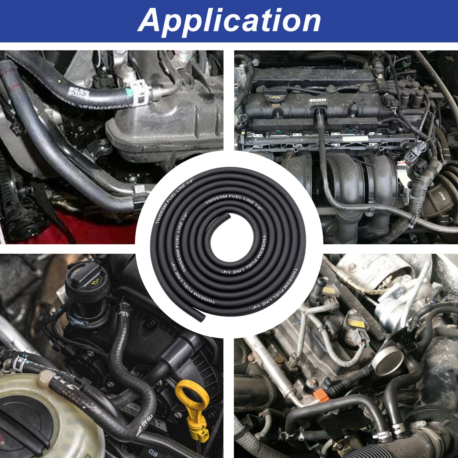 Tnisesm 3/8 Inch Id Fuel Line Hose 6 Feet + 20Pcs Hose Clamps For Kawasaki Kohler Briggs & Stratton Small Gas Diesel Powersports