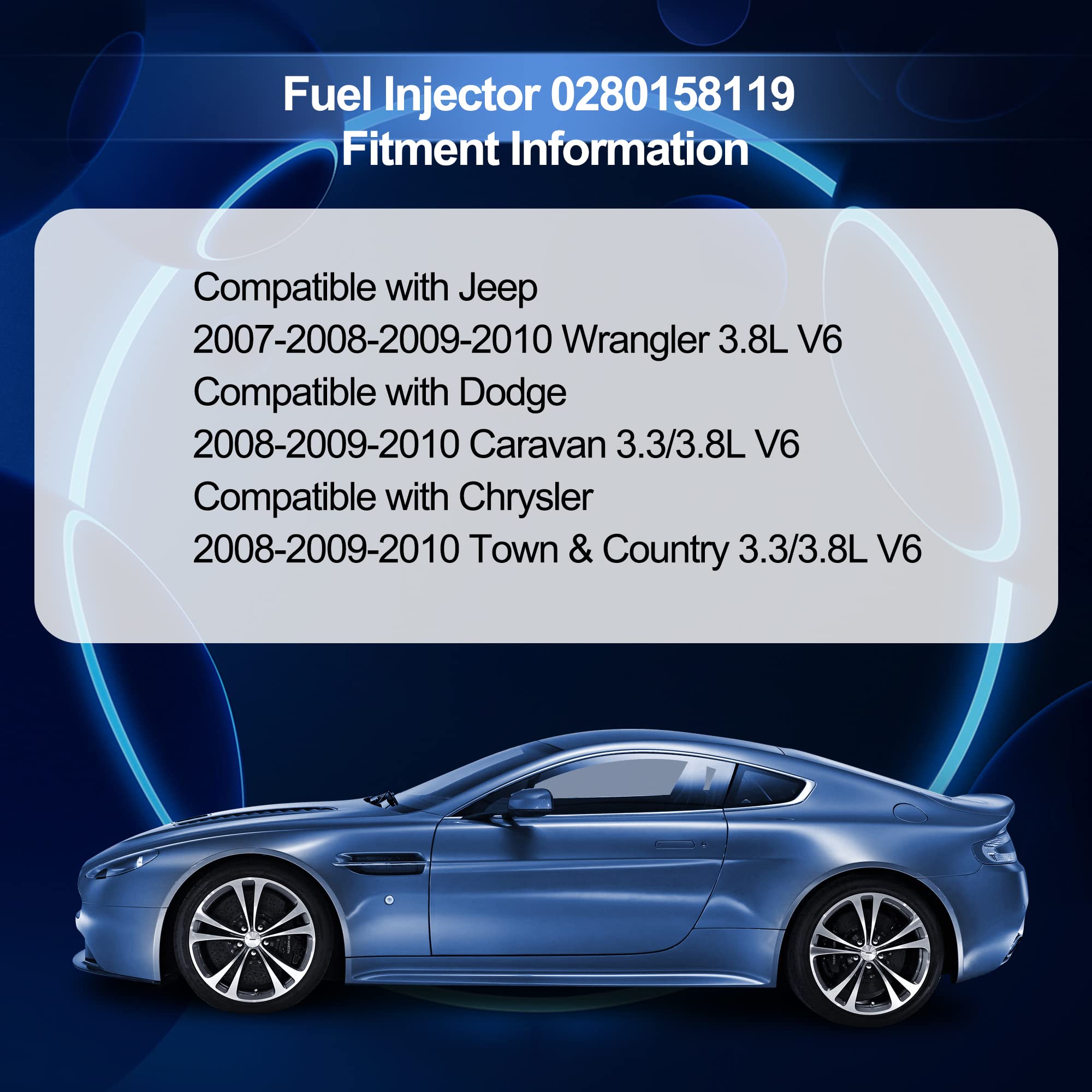 Hisport Fuel Injector 04861667Aa 0280158119 4861667A 4 Holes Compatible With Wrangler Town & Country 3.8L New 6 Pcs