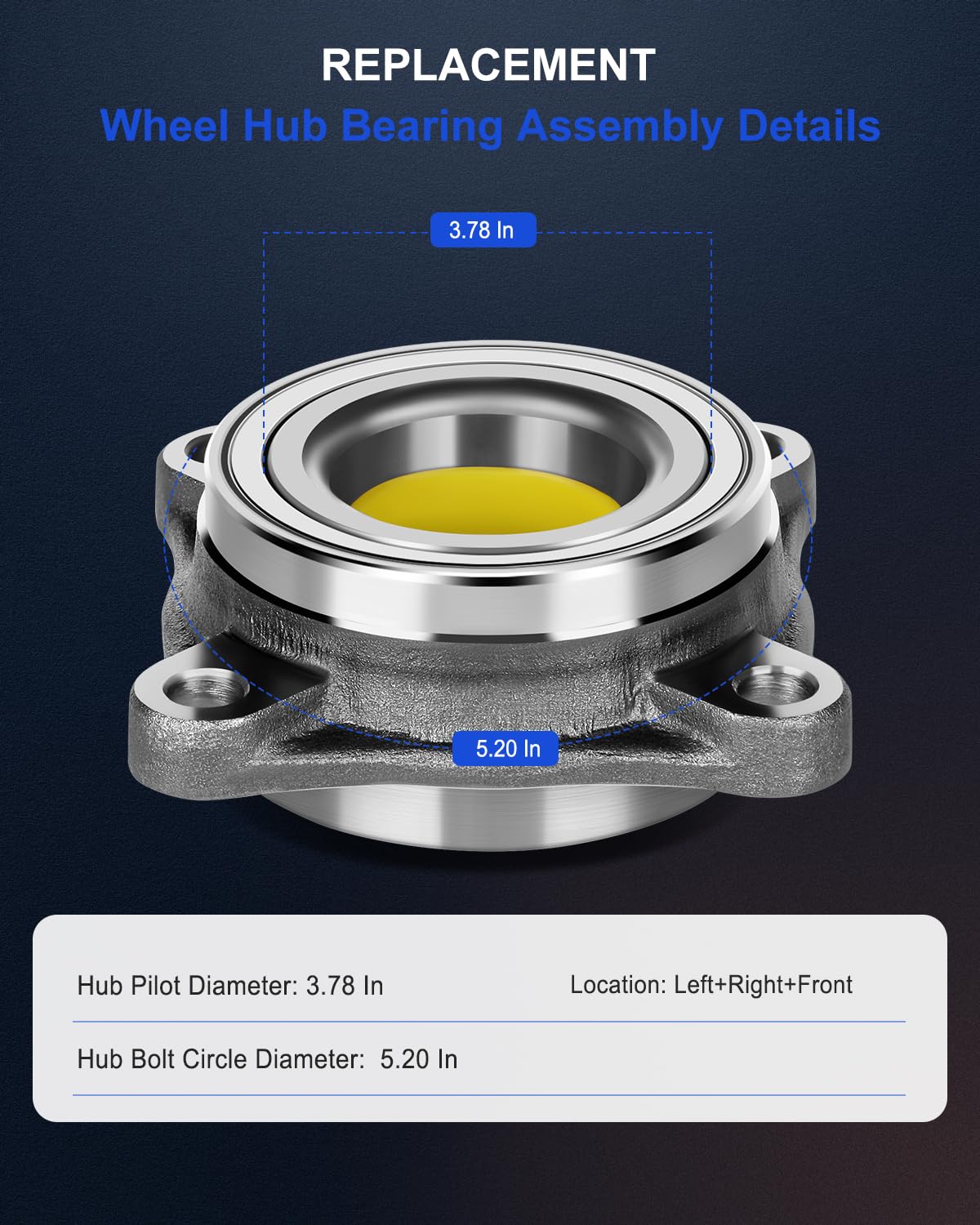 ECCPP Replacement for New Complete Front Wheel Hub Bearing Assembly 4 Lugs w/ABS for 2010-2013 for TOYOTA Lexus 515040 2pcs