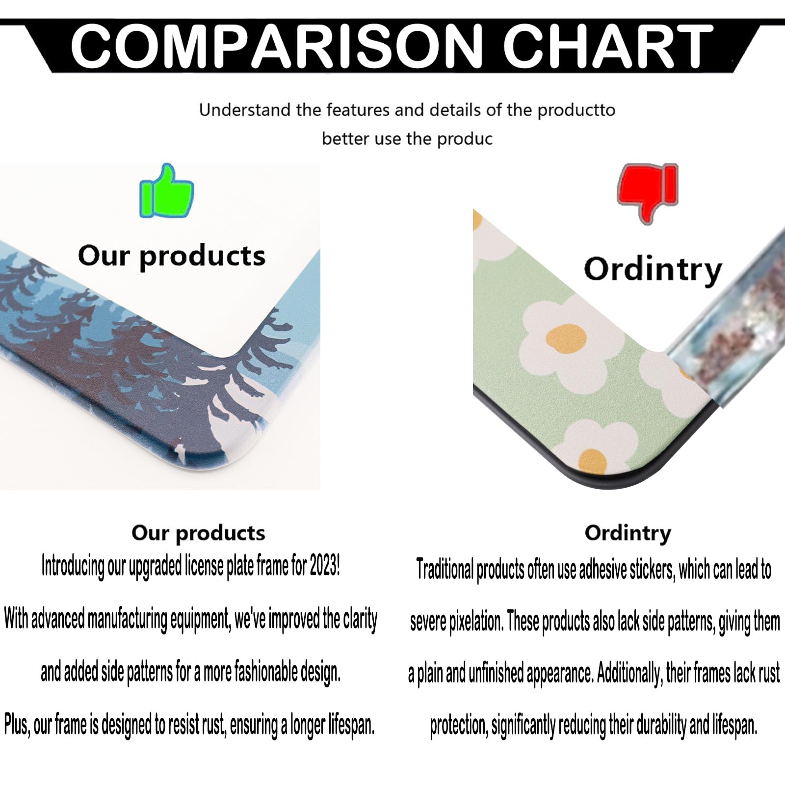 Adventure Awaits License Plate Frames, 2 Pack Adventure, Outdoors, Camper, Hiking, Mountain Car Plate Frame, Stainless Steel Lic