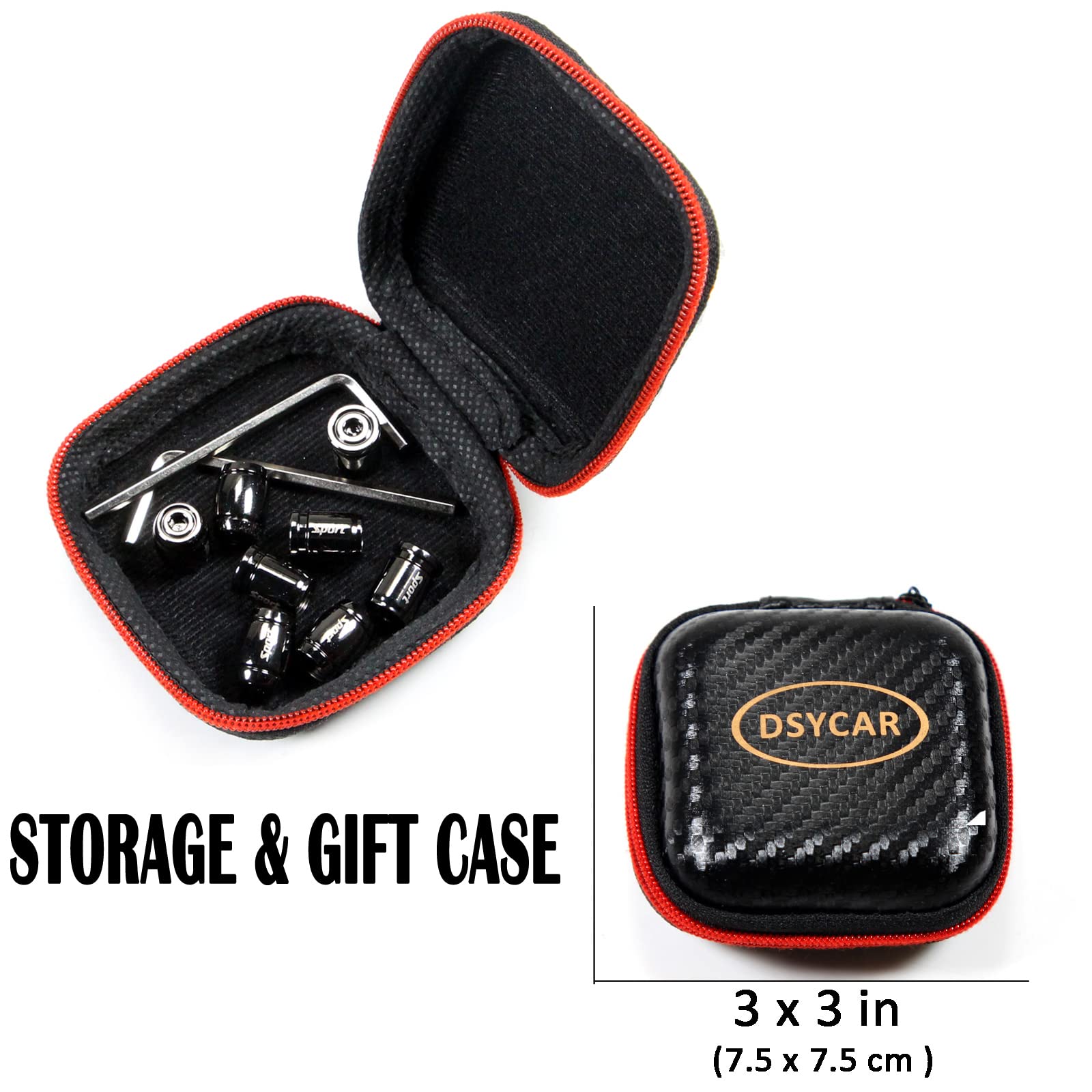 Dsycar 8 Pack Locking Tire Valve Caps , Anti Theft Design ,with O Rubber Ring, Universal Aluminum Tire Valve Stem Caps for Cars, SUVs, Bike and Bicycle, Trucks, Motorcycles , Lock Tight Fit (Black)