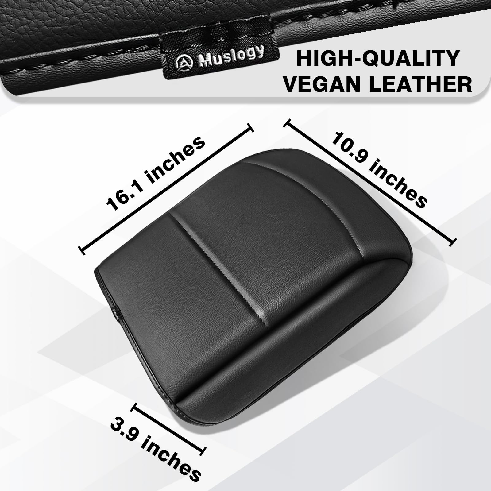 Muslogy Center Console Armrest Cover Compatible With Ford F150 2021-2024 2025 Comfort Armrest Pad Arm Rest Cushion Vegan Leather