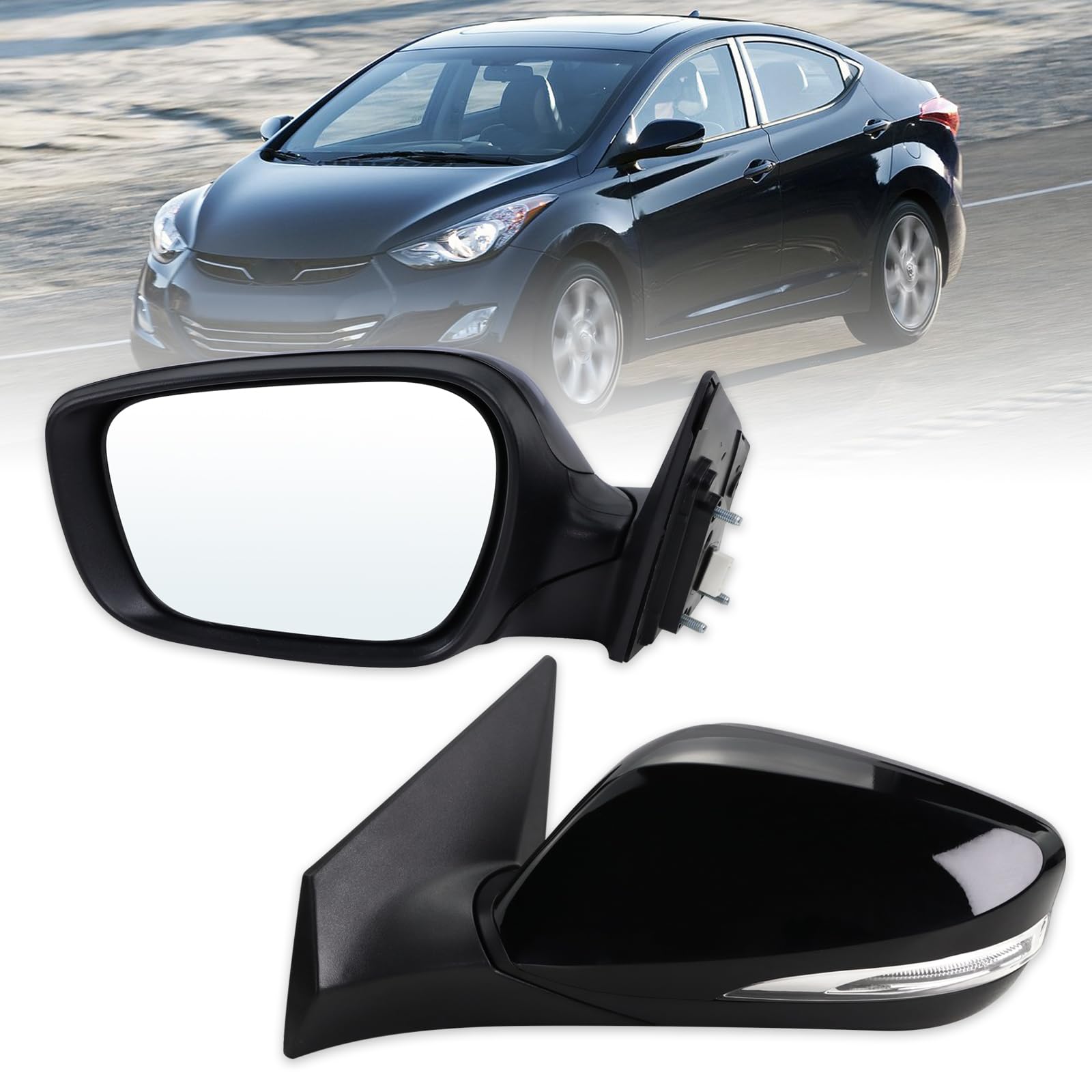Lqito Left Driver Side Mirror Compatible With 2011 2012 2013 Hyundai Elantra With Manual Folding Power Glass Heated Turn Signal 