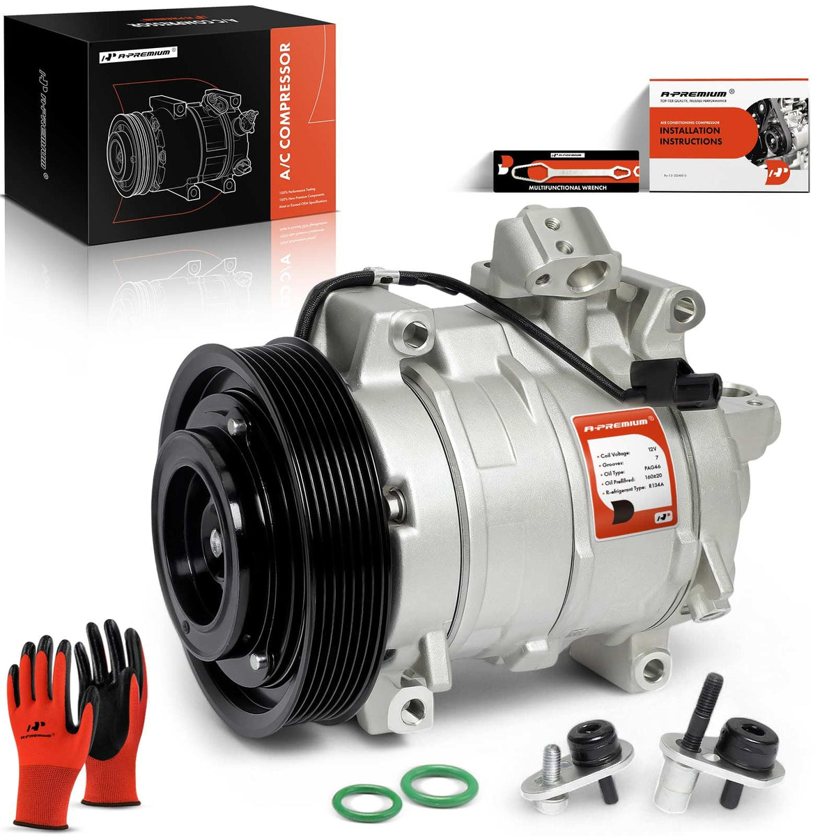 A-Premium A/C Compressor with Clutch Compatible with Honda Accord 2.4L 2008-2012, Crosstour 2.4L 2012-2015
