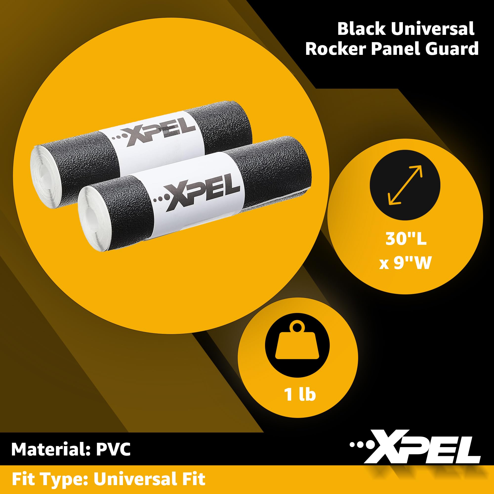 XPEL ARMOR Rocker Panel Guard - 9"x30" Plastic Protection Film Kit, Black, Model R3028-1 for Trucks Against Road Debris and Damage