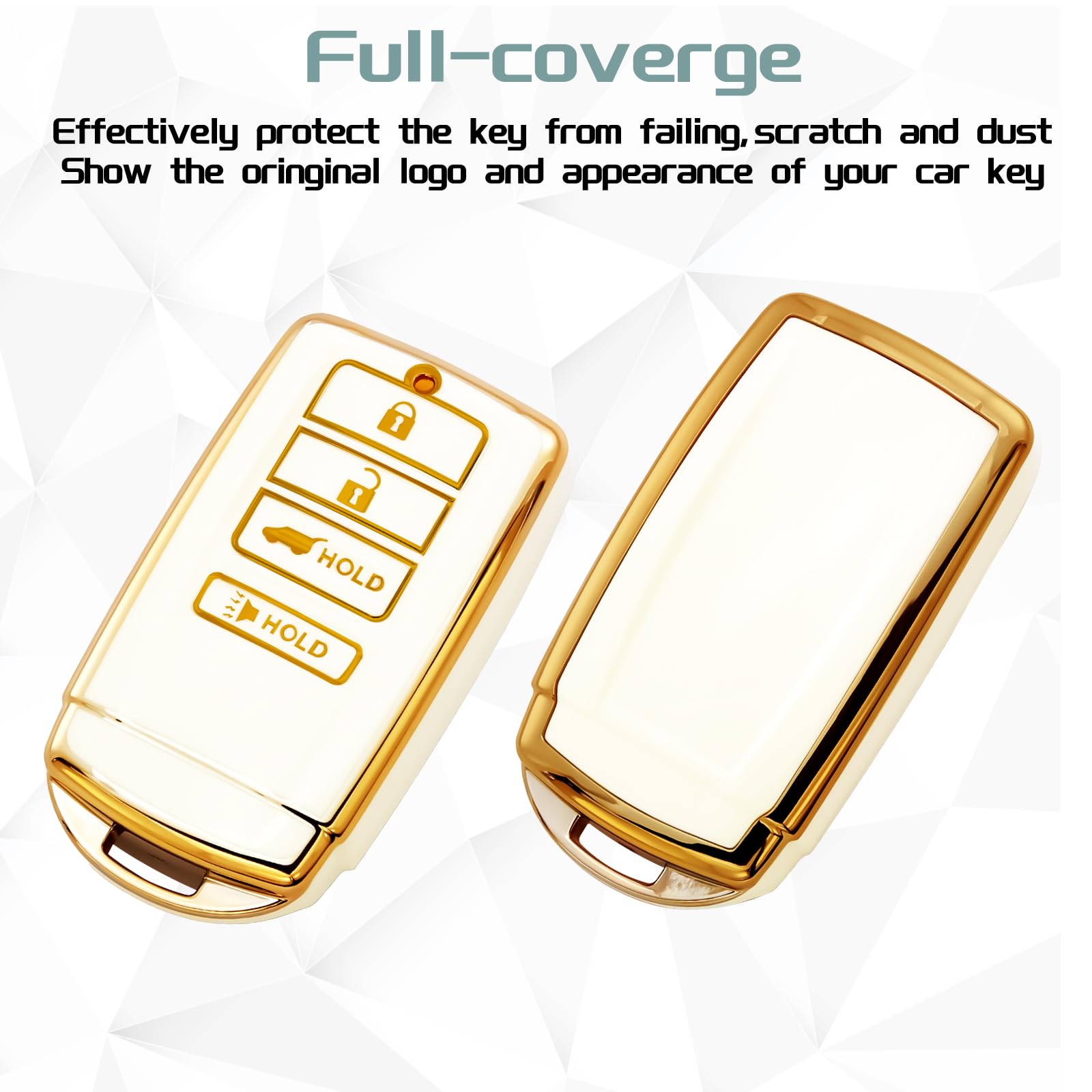 Keycov Key Fob Cover For Accessories Keychain Keyshell Ring Case Compatible With Cdx Nsx Rdx Rlx Tlx Tlx-L. Protector(White)
