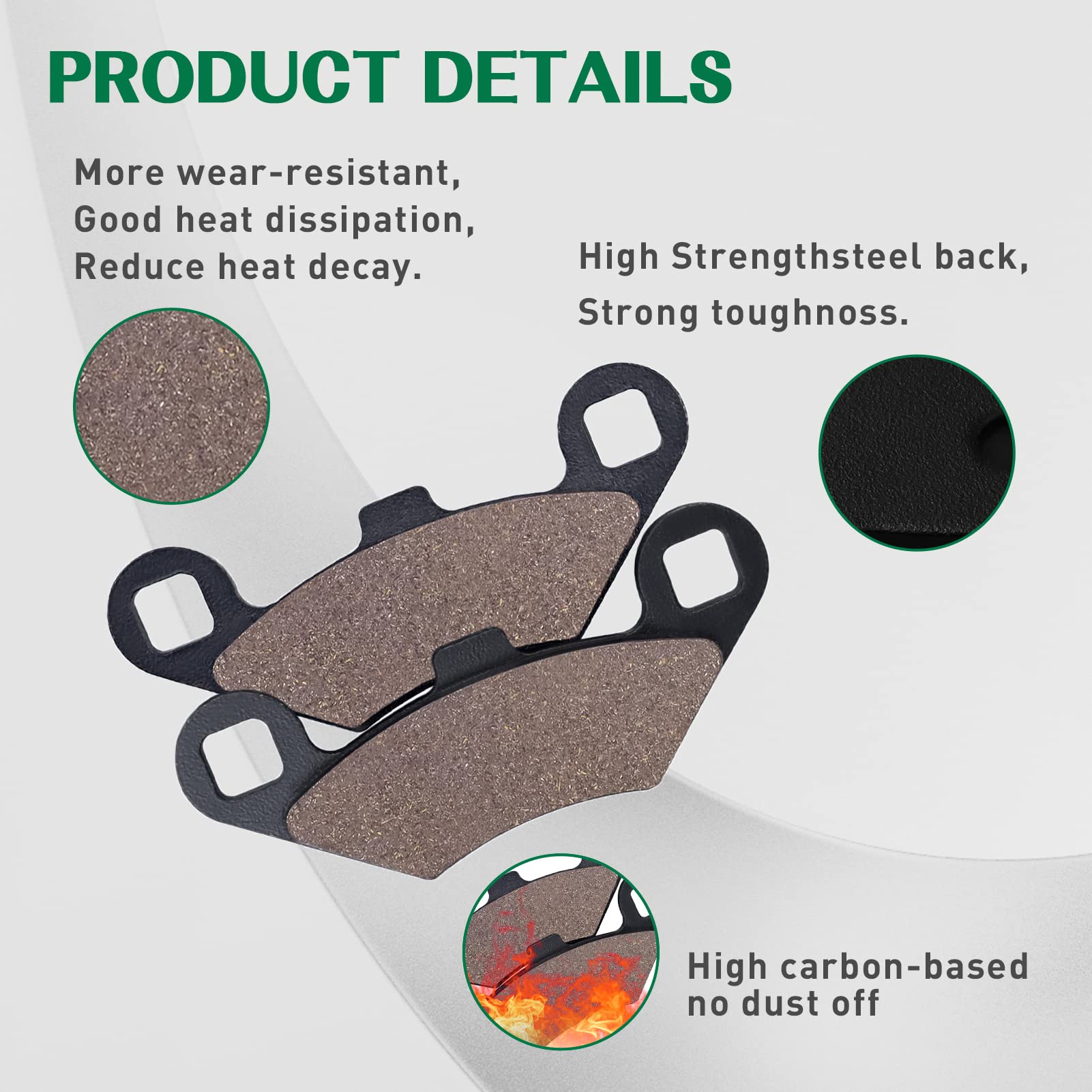 Cyleto Front And Rear Brake Pads For Polaris Sportsman 500 400 335 Scrambler 400 500 Trail Blazer 250 400 Magnum 325 500 Sport 400 Diesel 455 Xpedition 425 325 Trail Boss 325